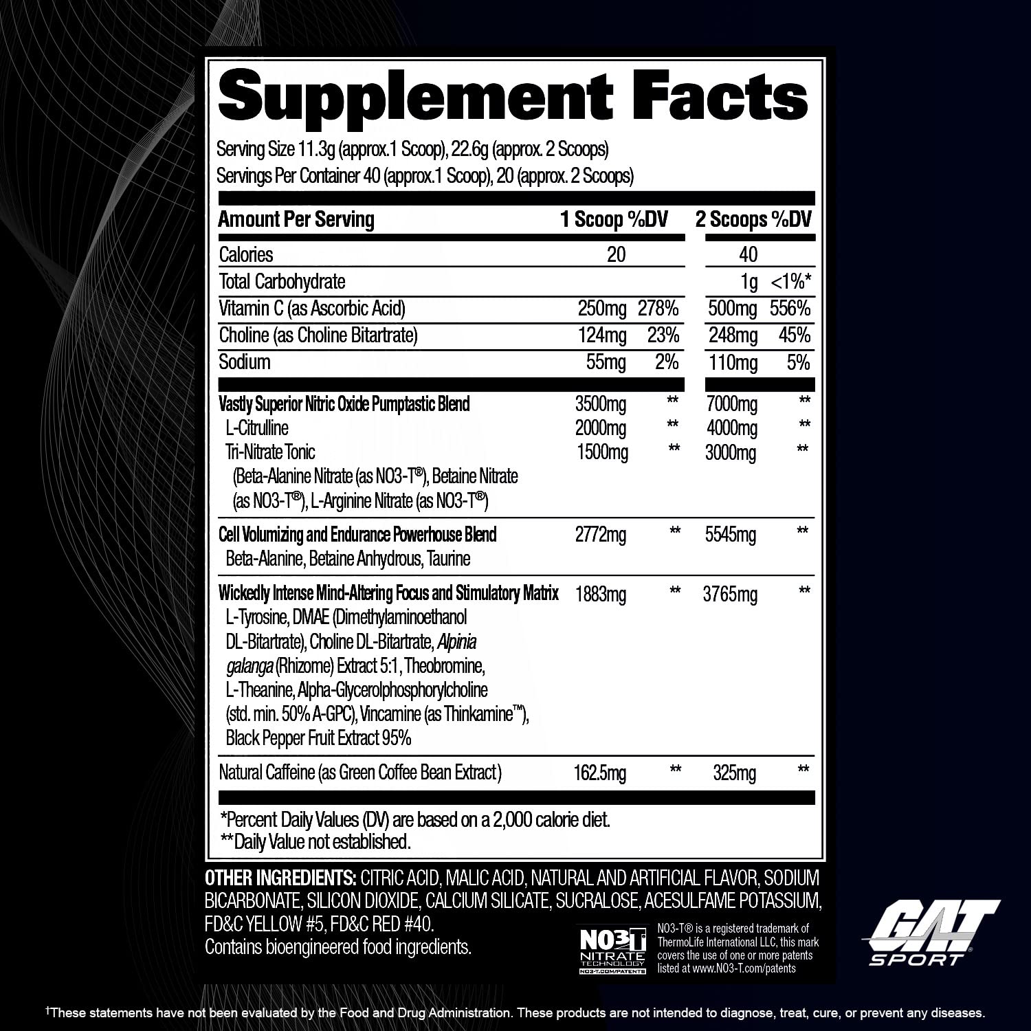GAT SPORT Nitraflex Black Pre-Workout Powder, Extreme Pre-Training Formula for Men GAT SPORT uk supplements