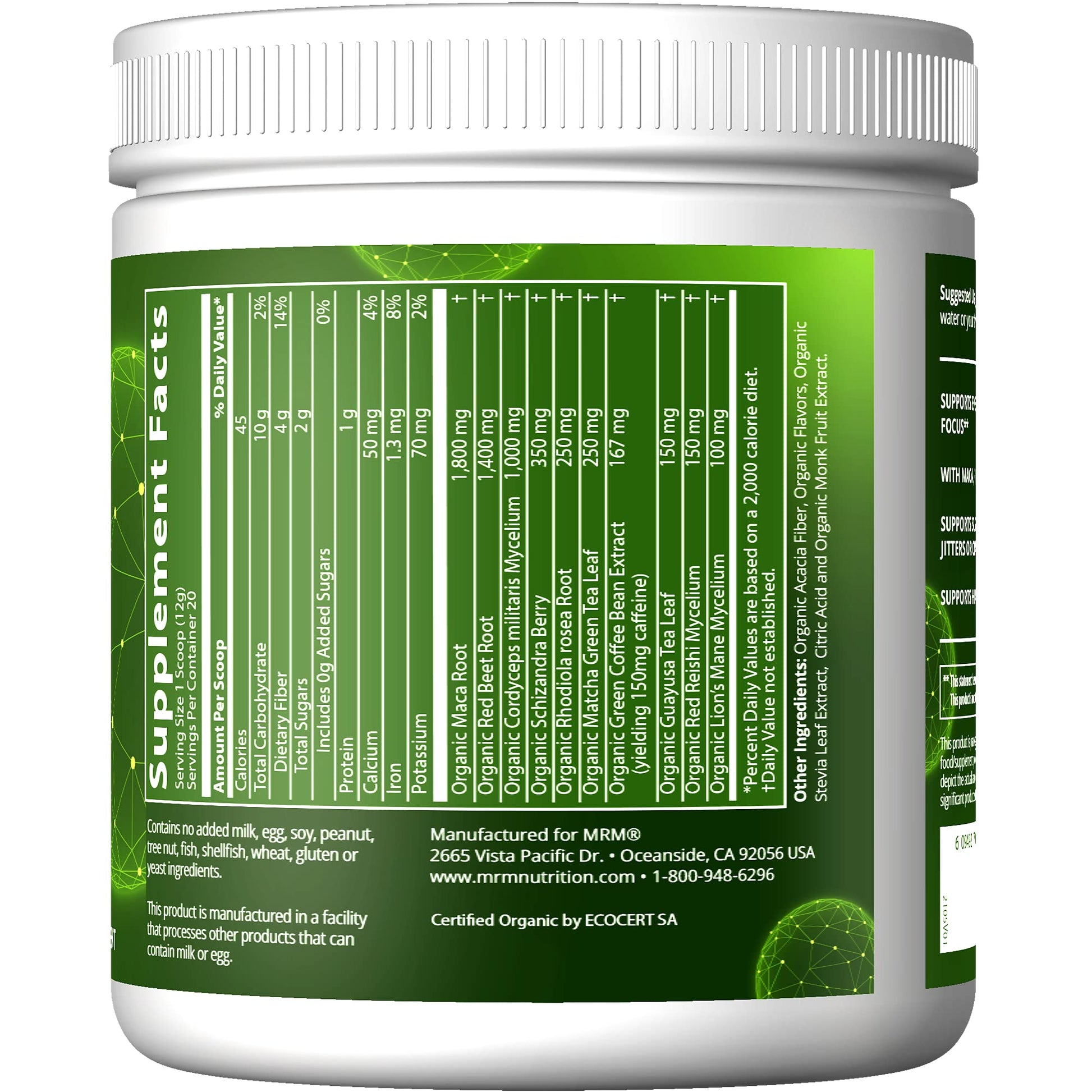 MRM Nutrition Organic Pre-Workout Powder | Black Cherry Flavored | Superfoods MRM uk supplements