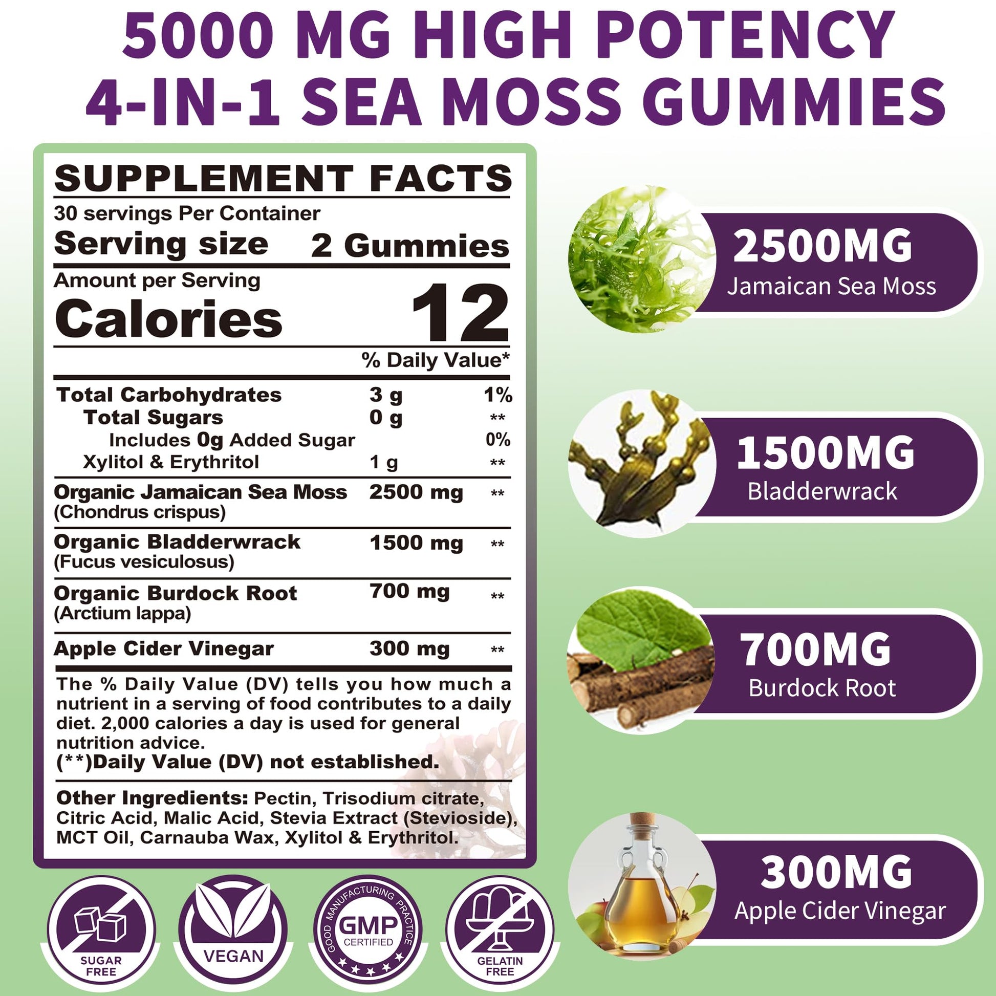 Sea Moss Supplement 5000mg, Sugar Free Sea Moss Gummies, Irish Sea Moss EnvyDeal uk supplements