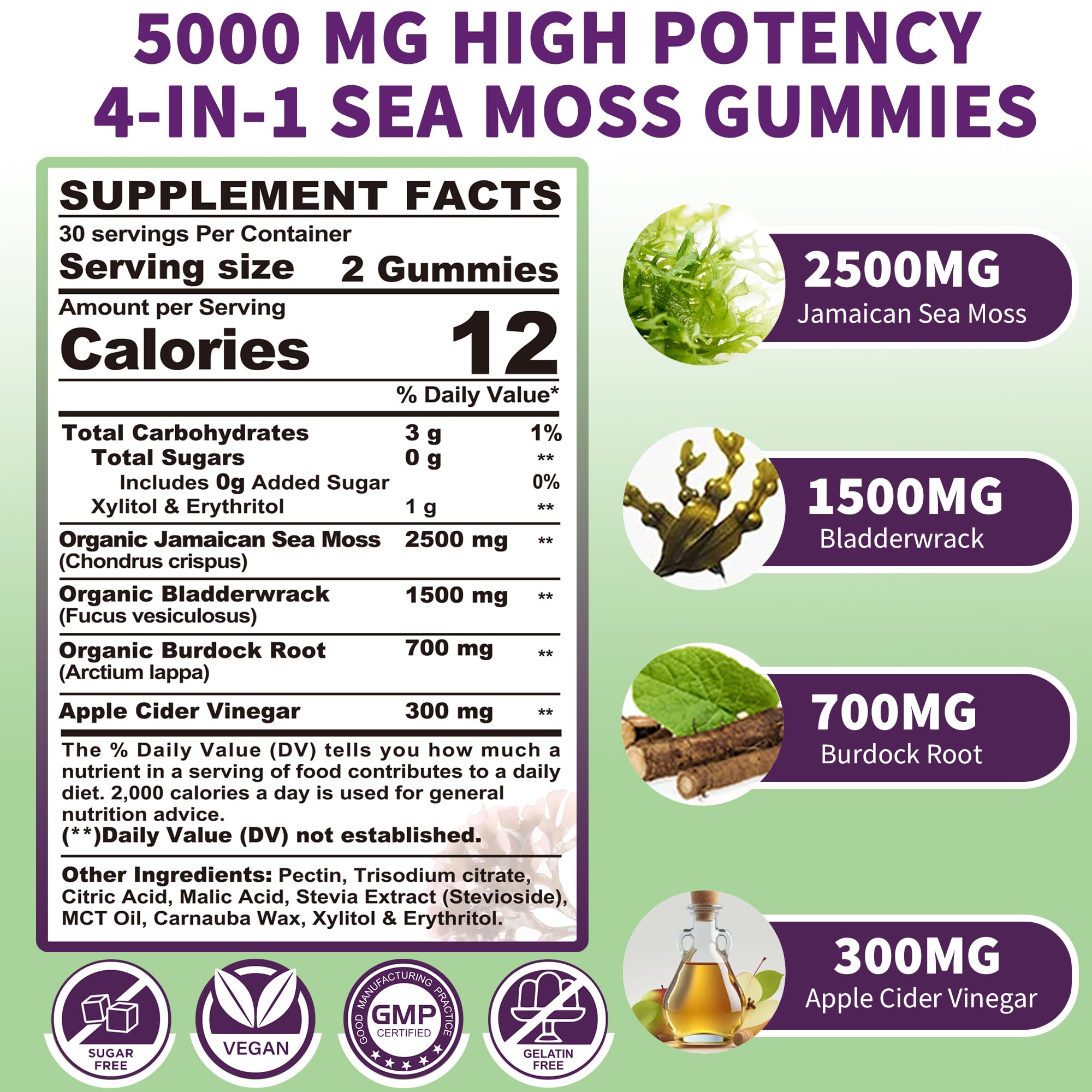 Sea Moss Supplement 5000mg, Sugar Free Sea Moss Gummies, Irish Sea Moss EnvyDeal uk supplements