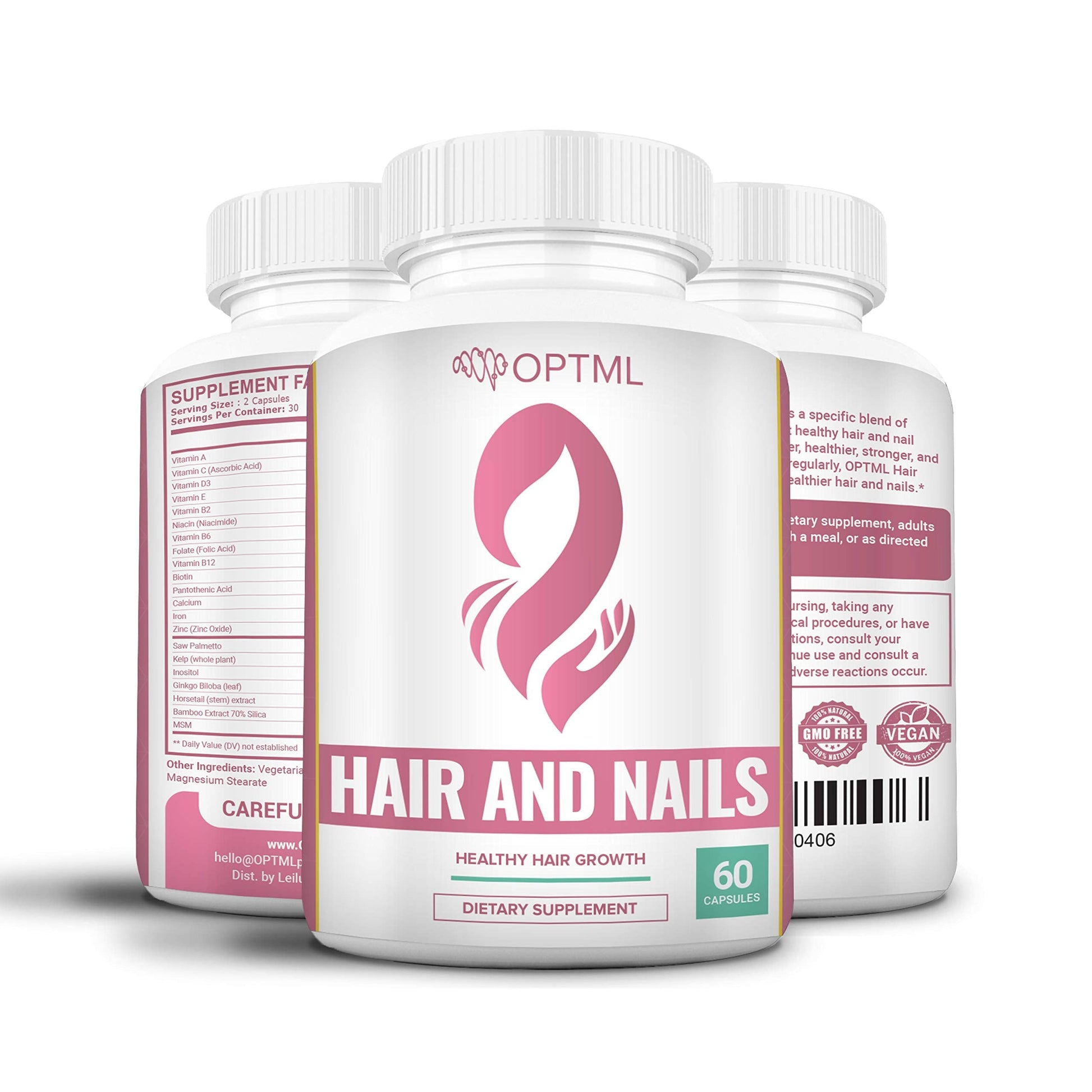 OPTML Hair and Nail Vitamins for Hair Growth and Thickness, Biotin-Infused Hair Pills, Hair Vitamins for Faster Hair Growth and Healthy Nails, for Women and Men, 60 Capsules OPTML uk supplements