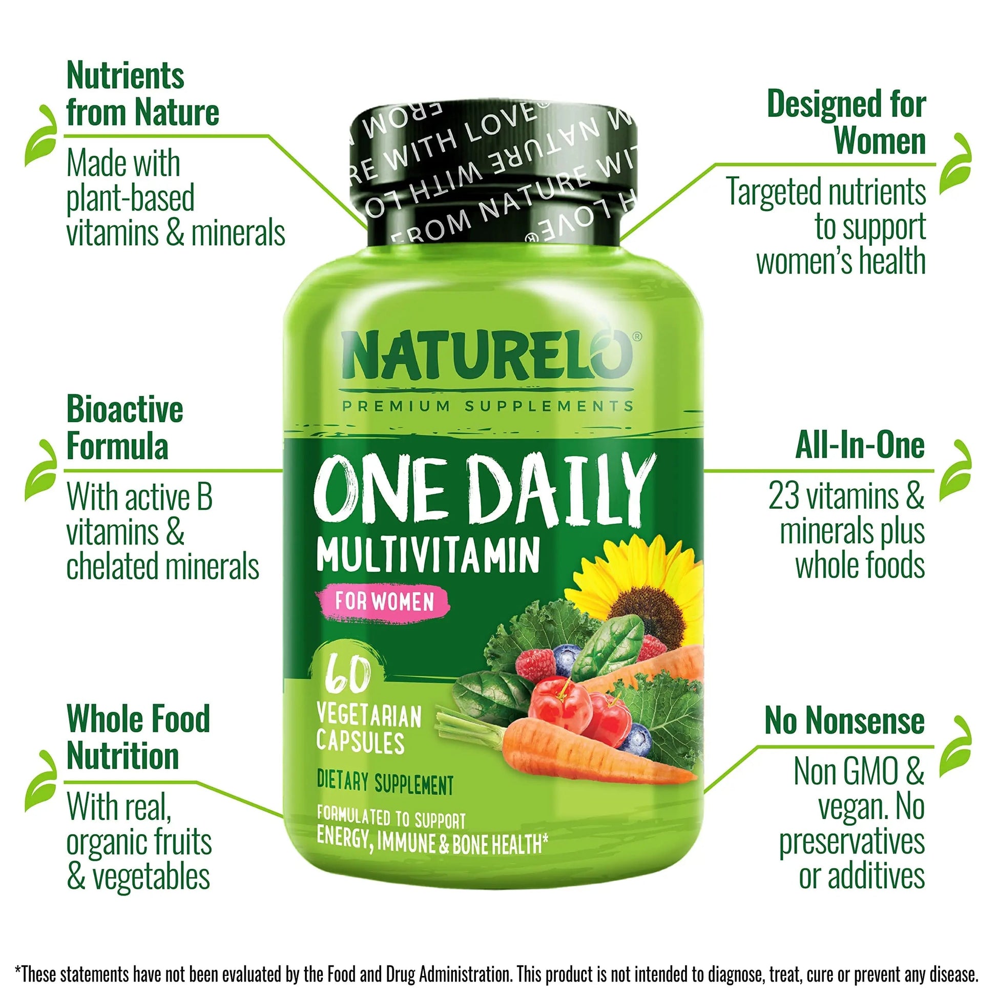 NATURELO One Daily Multivitamin for Women, 60 Capsules and One Daily Multivitamin for Men, 60 Capsules - 2 Month Supply Bundle NATURELO uk supplements