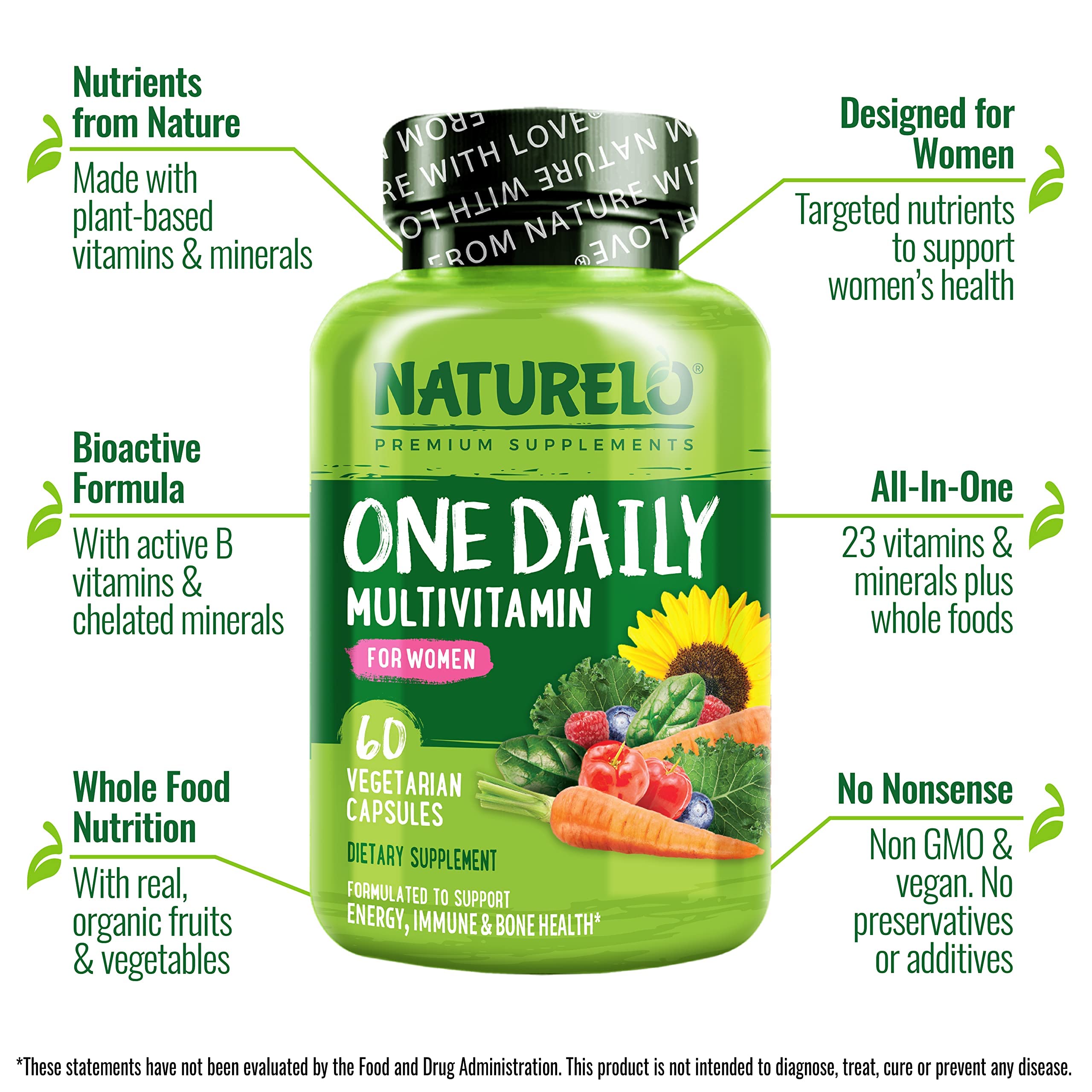 NATURELO One Daily Multivitamin for Women - Energy Support - Whole Food Supplement NATURELO uk supplements