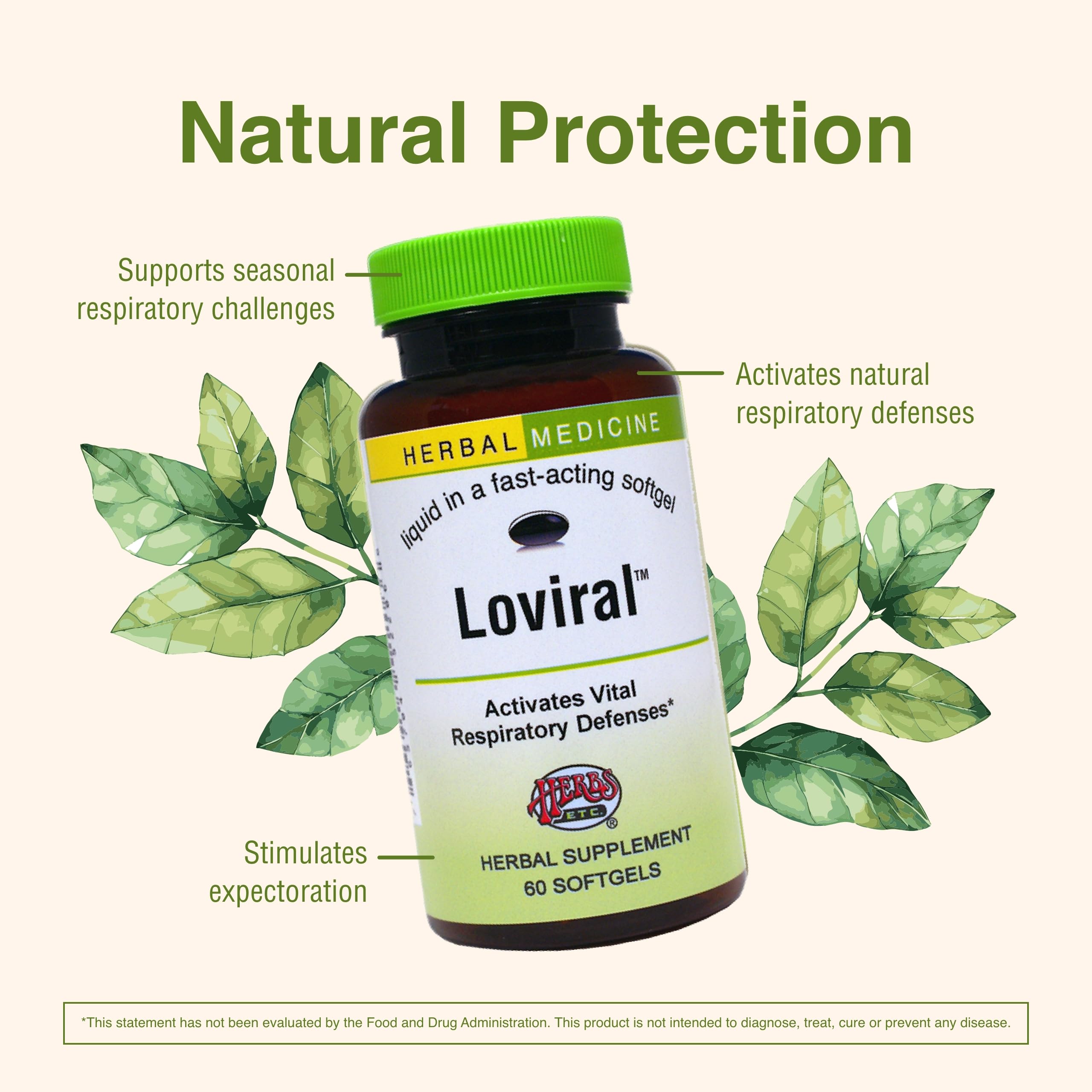 Herbs Etc. Loviral - Lung Health Supplement for Respiratory Defense & Support - Herbal Supplement with Lomatium, Pelargonium & OSHA - Gluten-Free - 60 Softgels (60 Servings) Herbs Etc. uk supplements