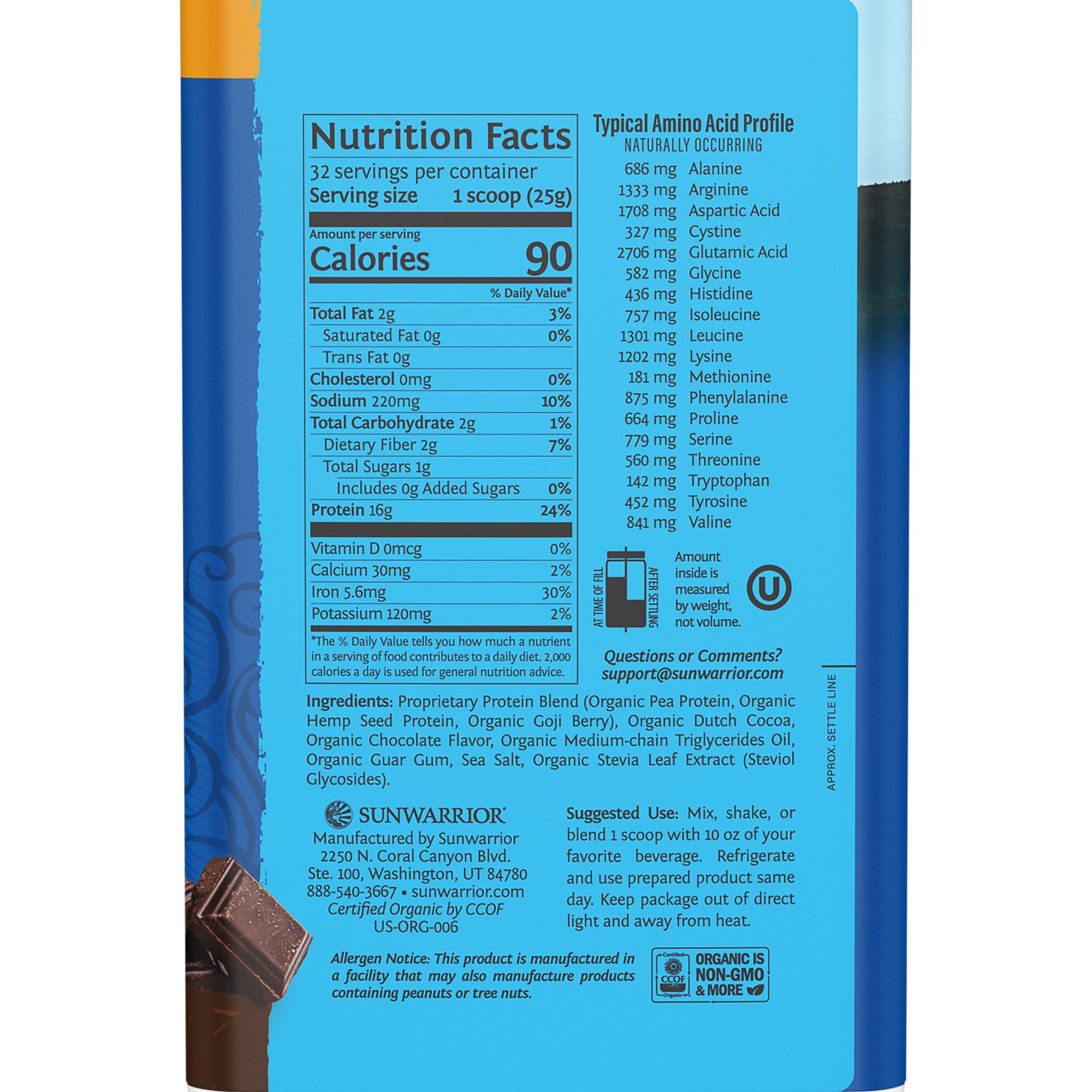 Vegan Protein Powder Plant-based Protein Powder USDA Organic | BCAA Amino Acids Sunwarrior uk supplements