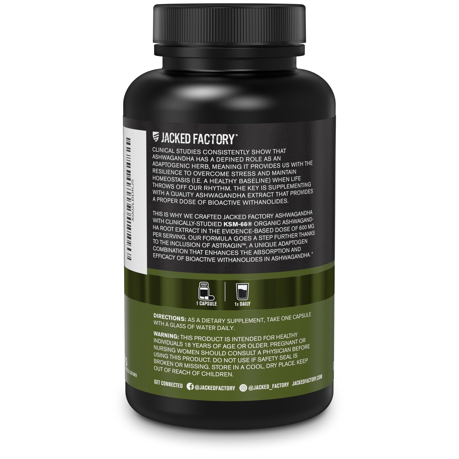 Jacked Factory Ashwagandha Root Extract (KSM-66 Ashwagandha) w/ 5% Withanolides - Supplement for Natural Stress Relief, Cognitive Function, Vitality, and Mood Support - 60 Veggie Capsules Jacked Factory uk supplements