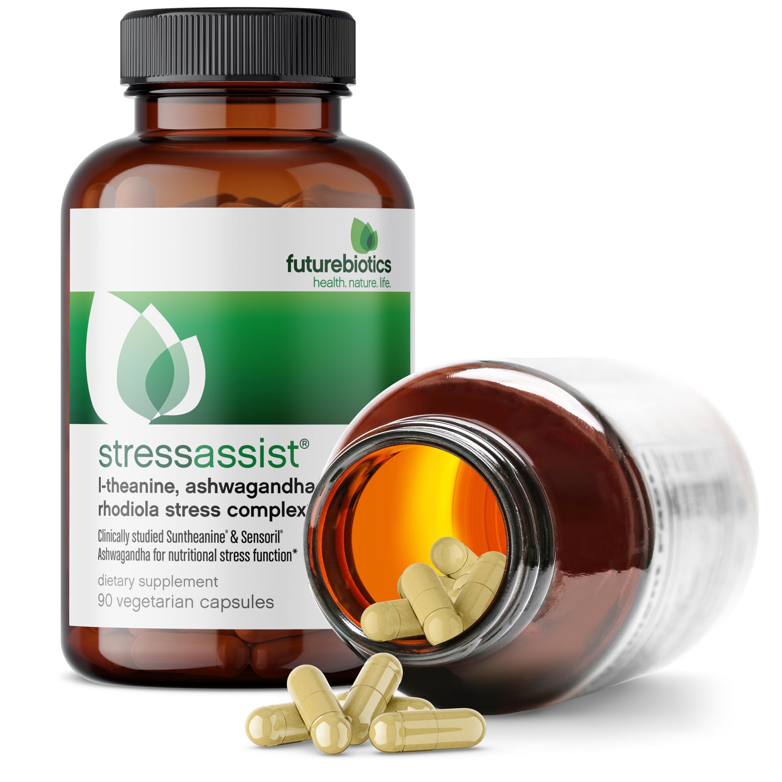 Futurebiotics Stressassist L-theanine Ashwagandha and Rhodiola Rosea Stress Complex - Natural Nutritional Stress Function, 90 Vegetarian Capsules Futurebiotics uk supplements