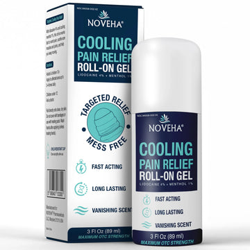 NOVEHA Lidocaine Roll-On Gel 4% | Maximum Strength Temporary Topical Pain Relief for Minor Muscle & Joint Aches | Cooling Formula with Menthol & Arnica | Non-Greasy, Quick-Drying | 2.5 fl oz NOVEHA uk supplements
