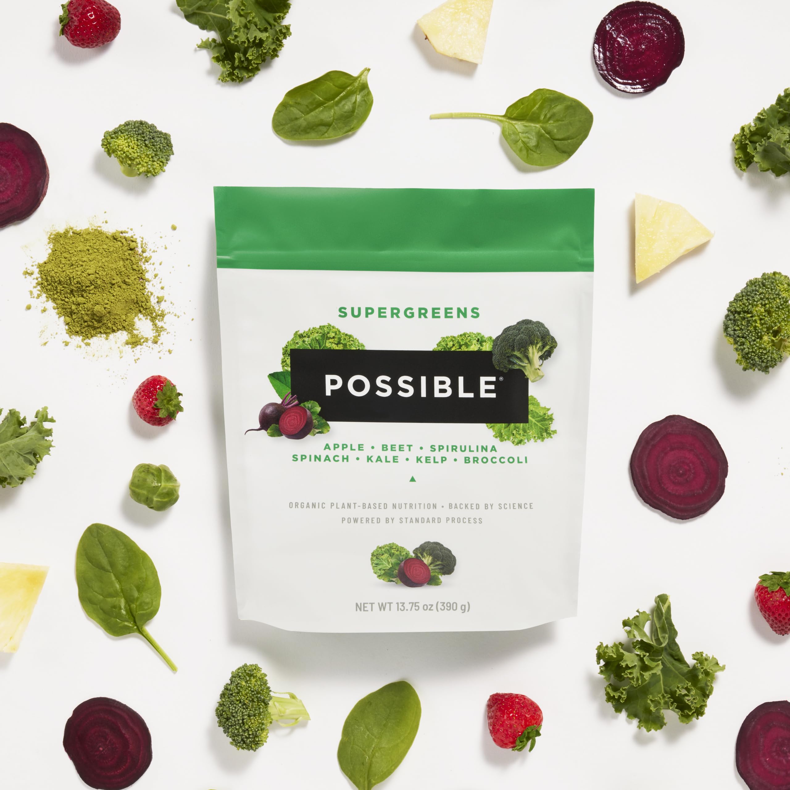 Possible SuperGreens - Potent Superfoods Blend - Plant-Based Antioxidant Support - Greens Powder Supplement & Drink Mix - Non-GMO, Vegan & Gluten-Free - SuperGreens (30 Servings) Possible uk supplements