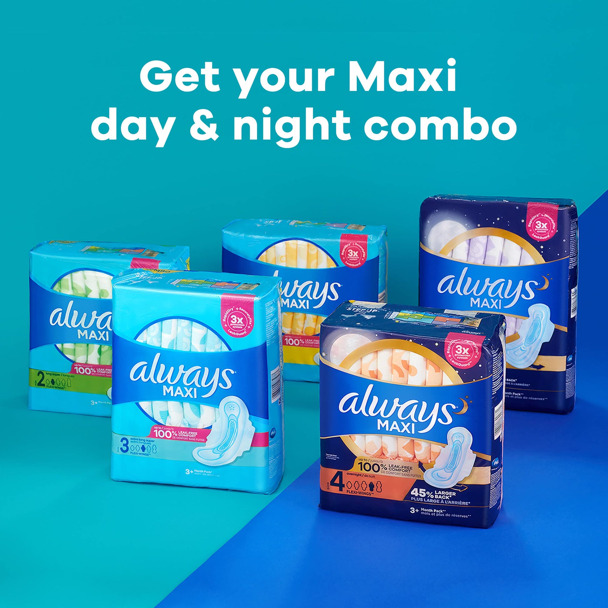 Always Maxi Feminine Pads For Women, Size 2 Long Super Absorbency, With Wings, Unscented, 60 Count Always uk supplements