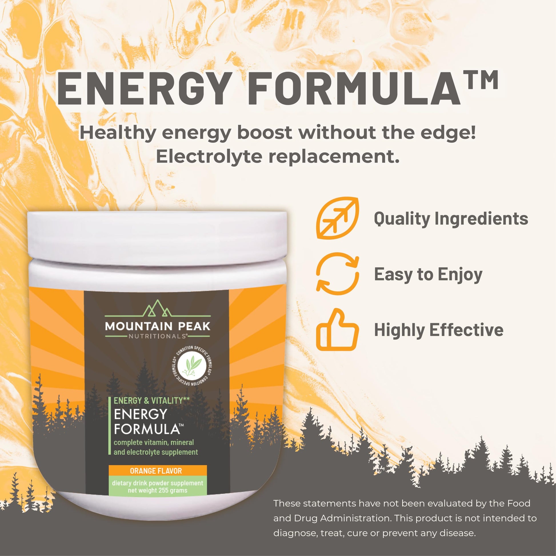 Mountain Peak Nutritionals Energy Formula - All in One Multi-Mineral Powder - Complete Nutrition, Vitamin, Mineral, and Electrolyte Supplement for Men & Women - Orange Flavor (255g, 30 Servings) Mountain Peak Nutritionals uk supplements