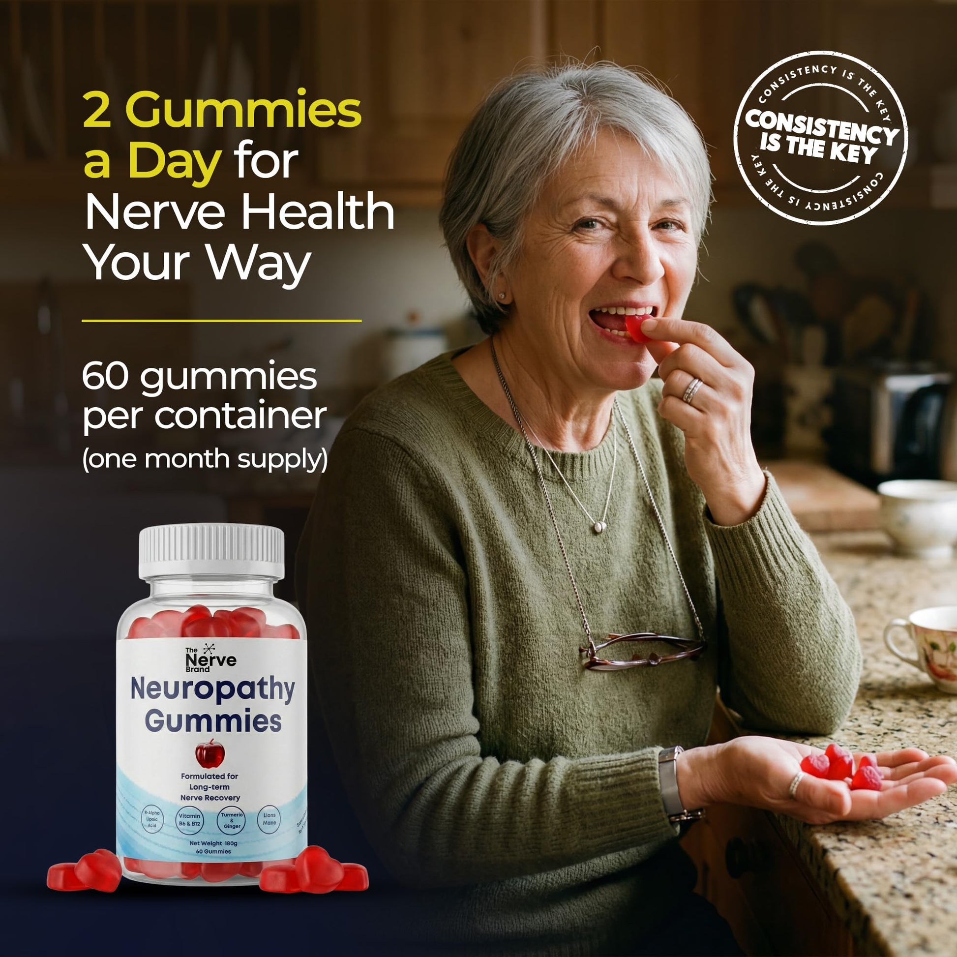 The Nerve Brand Neuropathy Support Gummies, 600 mg R Alpha Lipoic Acid Gummies with B1 B6 B12 and Lion’s Mane, Sugar Free Daily Nerve Health Supplement, 30 Day Supply The Nerve Brand uk supplements