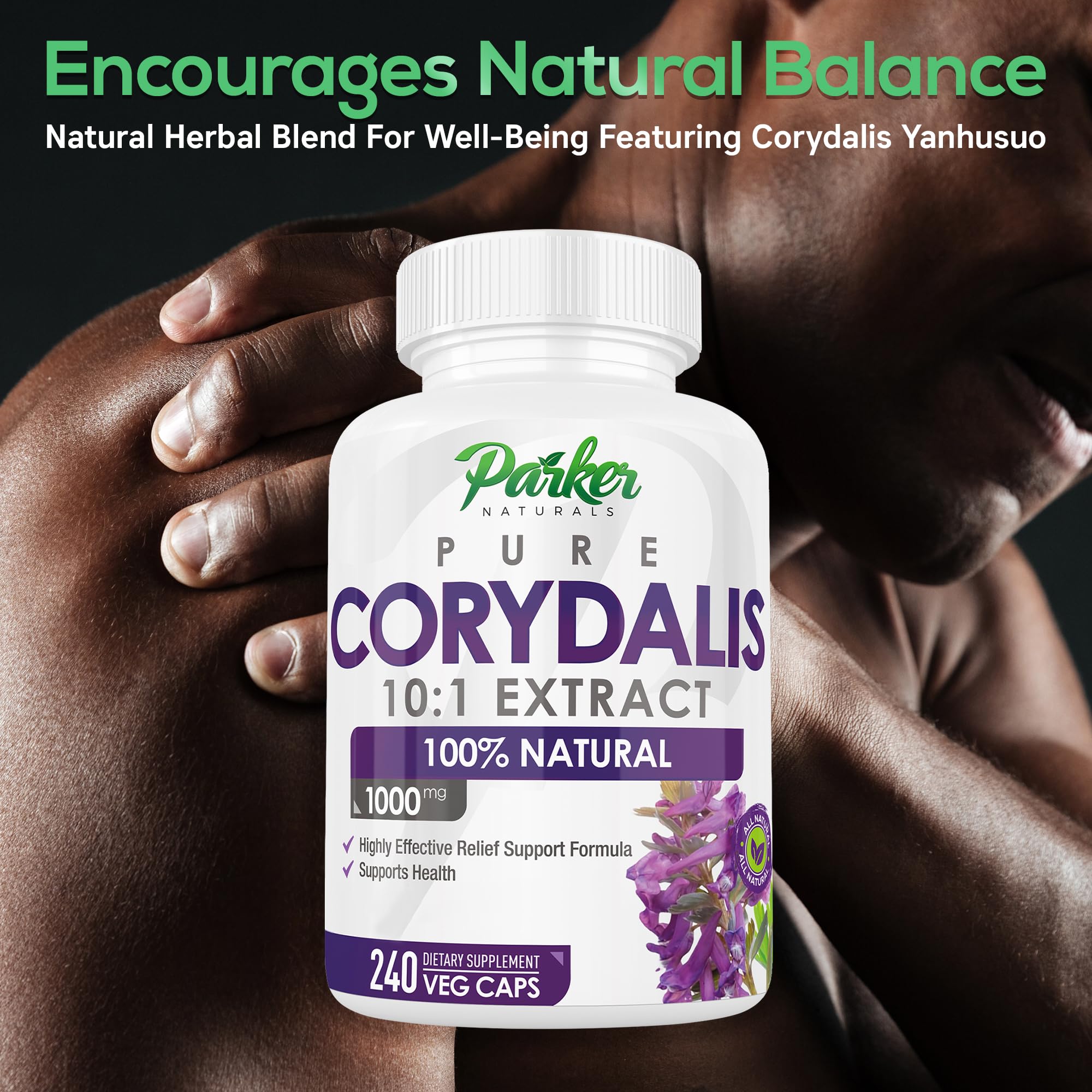 Parker Naturals Pure Corydalis Root Extract Capsule - 1000mg Strength, 10:1 Corydalis Yanhusuo Extract, Natural Relief, Long Lasting, 100% Vegetarian, 120 Servings, 240 Count Parker Naturals uk supplements