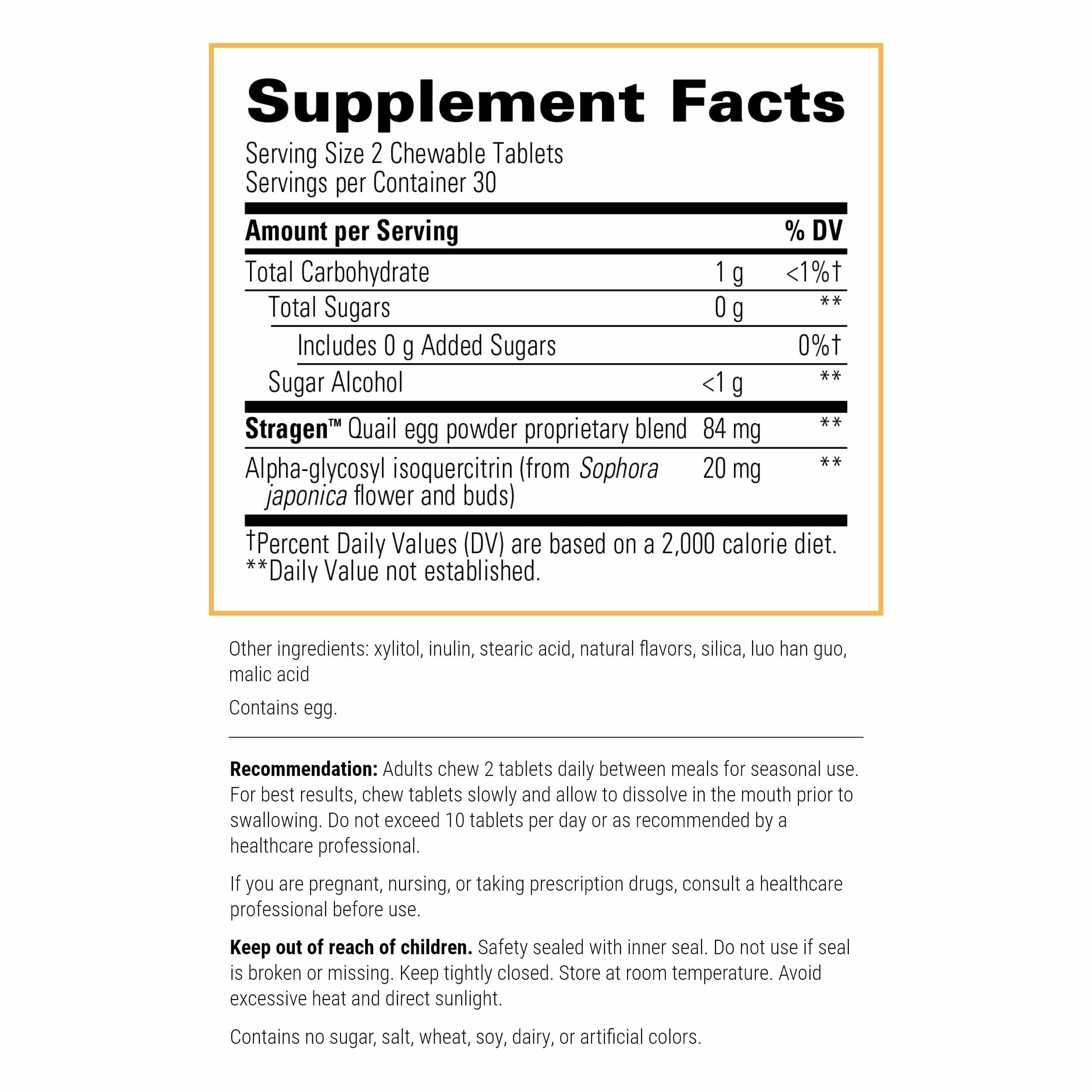 Integrative Therapeutics AllQlear - Seasonal Supplement for Immune Support *- Quail Egg Powder Blend - Dairy-Free - Berry Flavored, 60 Chewable Tablets (30 Servings) Integrative Therapeutics uk supplements