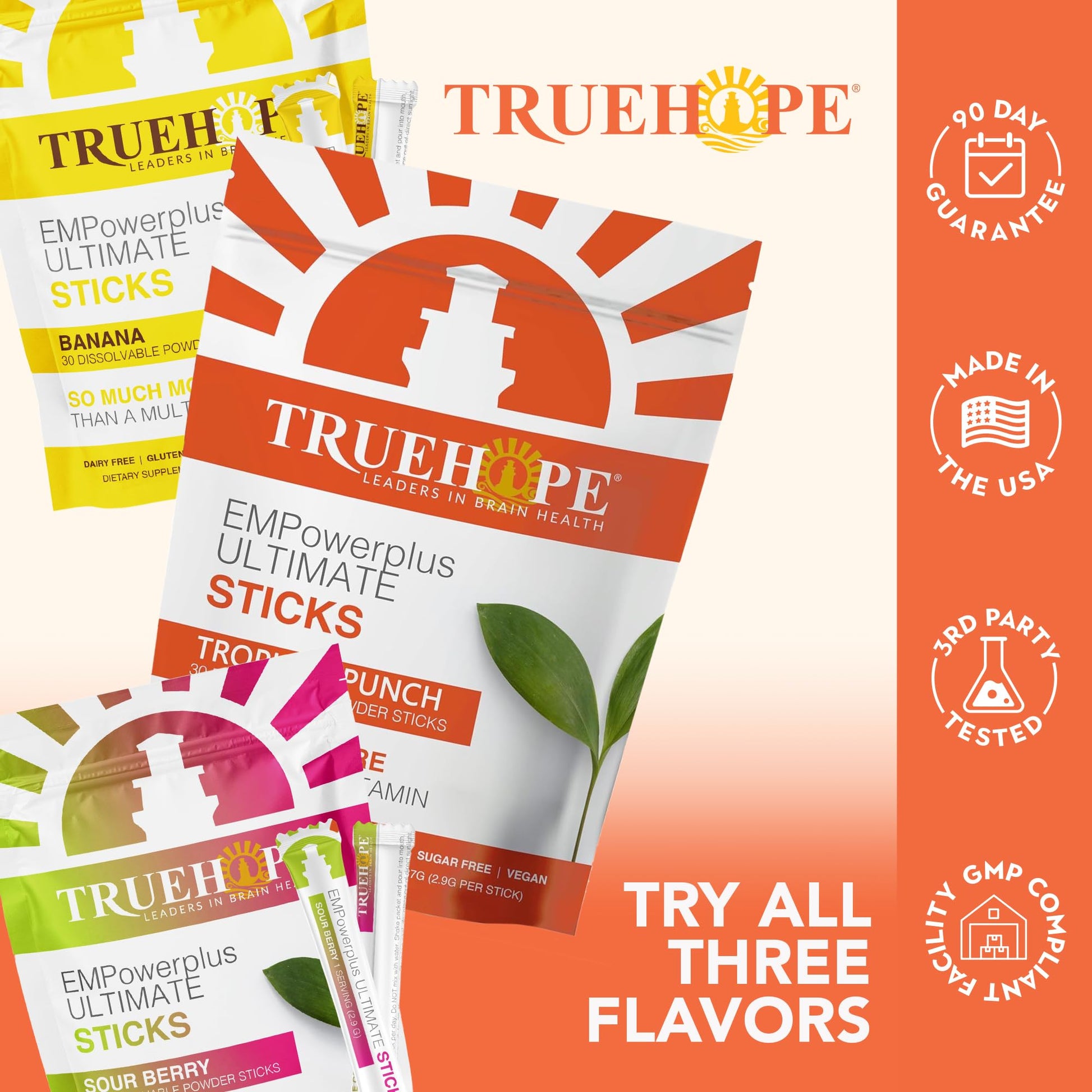 Truehope Multivitamin Nootropic Pouches with Inositol - Once-Per-Day EMPowerplus Ultimate Sticks - 30 Count (Tropical) Truehope uk supplements