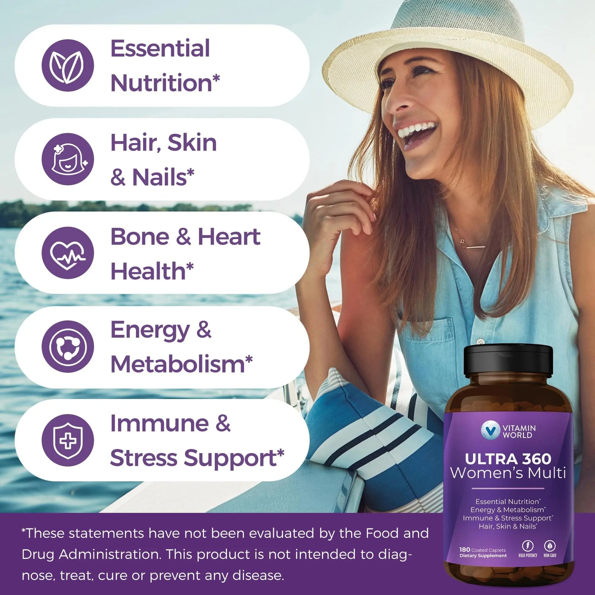 Vitamin World Ultra 360 Multivitamin for Women, Women's Multivitamin with Herbs & Collagen for Hair, Skin & Nails, Supplement with Iron, Vitamin A, B, C, D, E Vitamin World uk supplements
