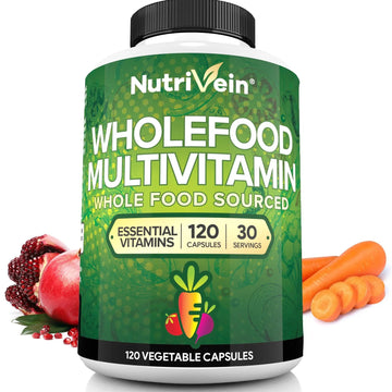 Nutrivein Whole Food Multivitamin for Men & Women – 120 Vegan Multivitamin Caps for Adults – Daily Energy, Immune & Heart Support Nutrivein uk supplements