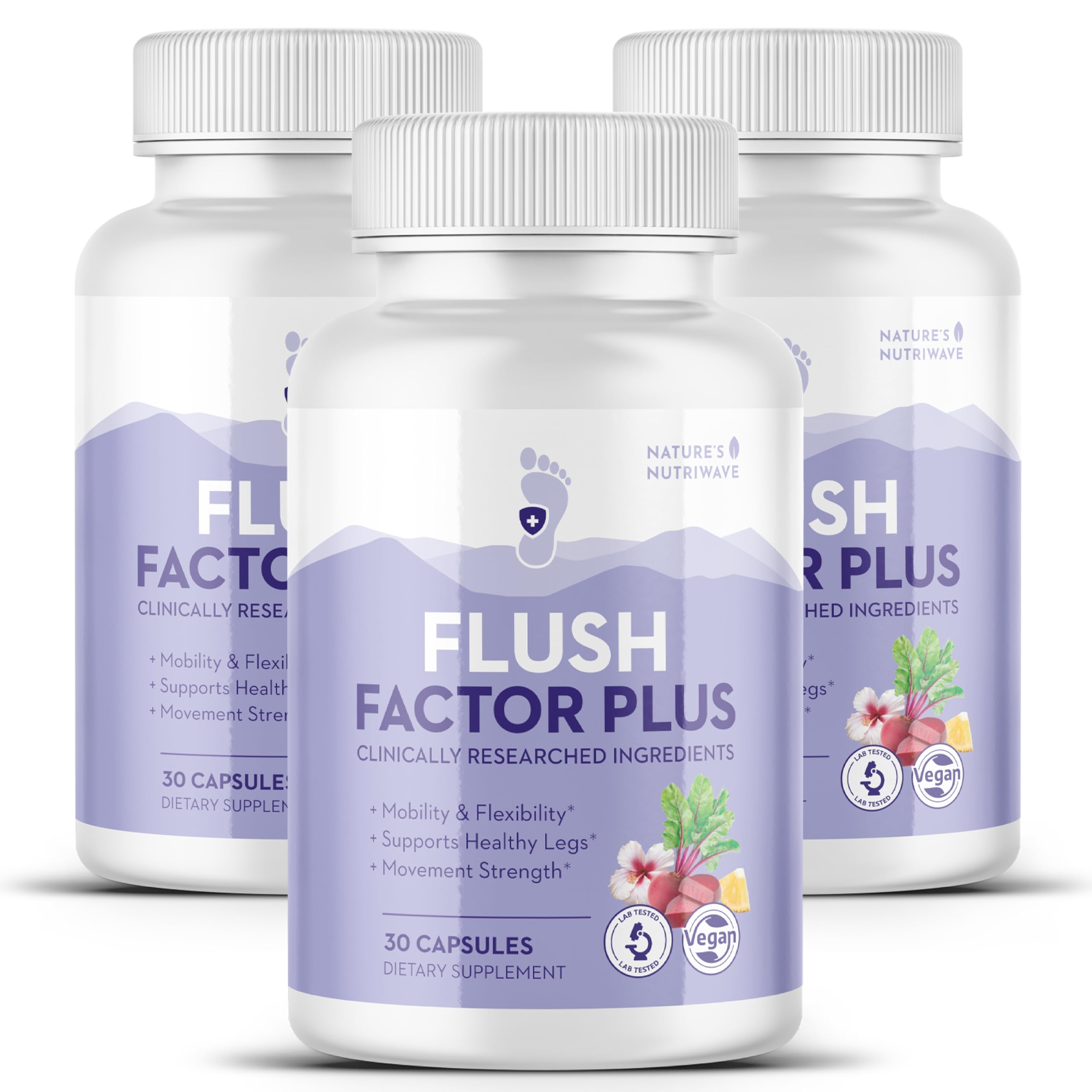 Nature’s NutriWave Flush Factor Plus - Original Formulated FlushFactorPlus for Leg Comfort, 100% Natural Ingredients, Made in USA, No Stimulants | 30 Capsules, 3 Month Supply Nature’s NutriWave uk supplements