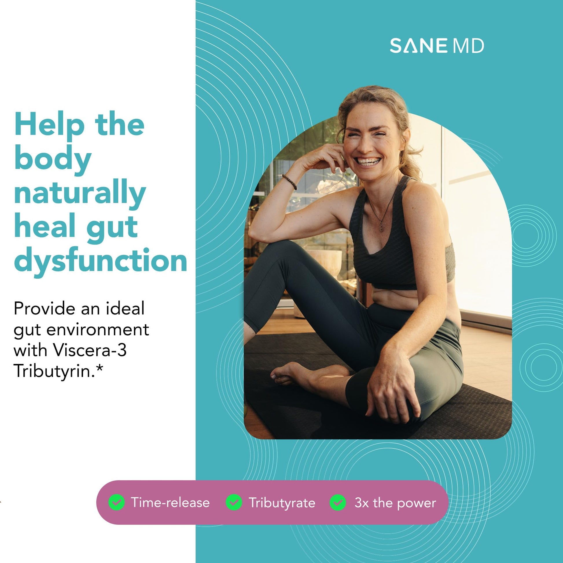 SANE MD - Viscera 3 Postbiotics with Tributyrin - Sodium Butyrate Supplement for Gas and Bloating Relief - Gut Health - IBS & Leaky Gut Butyric Acid Supplement - NSF Certified - 30 Capsules SANE uk supplements