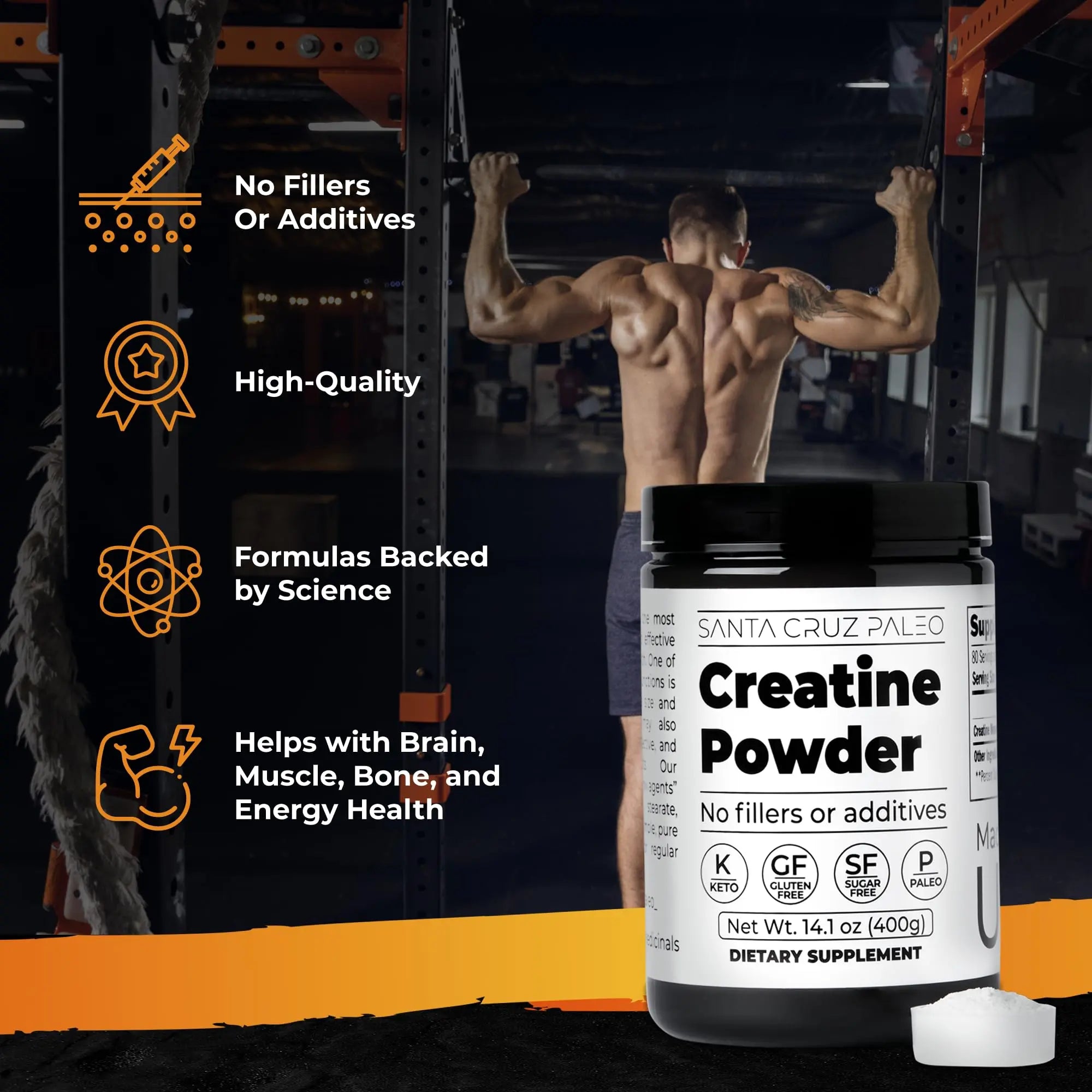 Santa Cruz Paleo, Creatine Monohydrate Powder Micronized, Unflavored Pre Workout and Muscle Support Supplement, Gluten Free Keto, Mix with Water or Shakes Santa Cruz Paleo uk supplements