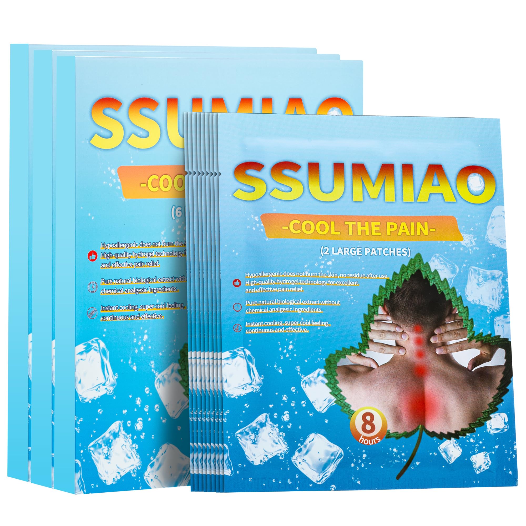 ssumiao 18pcs Menthol 4% & Capsaicin 0.25% Pain Relief Patches, 12-Hour Hydrogel Topical Analgesic, Back/Neck/Knee/Shoulder Muscle & Joint Relief, Non-Drowsy, Low-Odor, Individually Wrapped ssumiao uk supplements