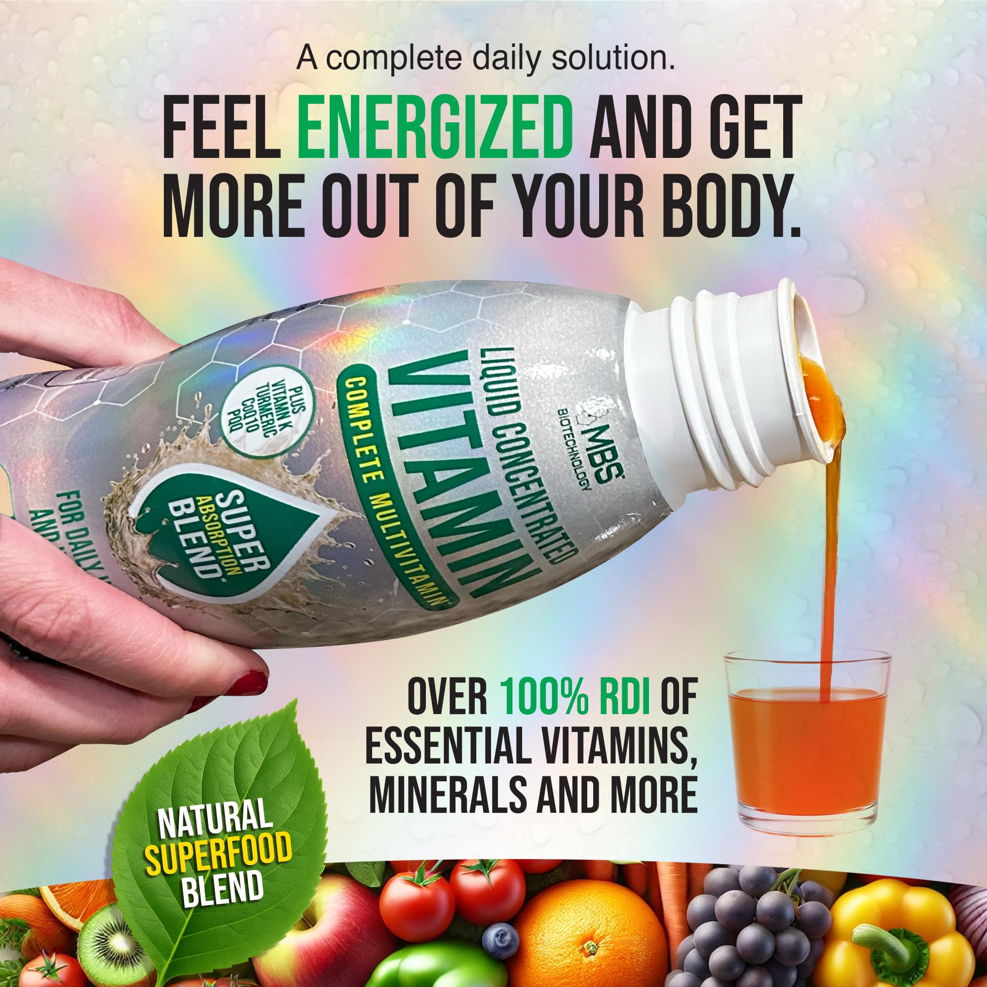 MBS Biotechnology Liquid Multivitamin for Adults – Complete High-Absorption Daily Vitamin with Superfoods, CoQ10, B-Complex, Turmeric & PQQ – Immune & Energy Support – Berry Flavor, 17 oz MBS Biotechnology uk supplements