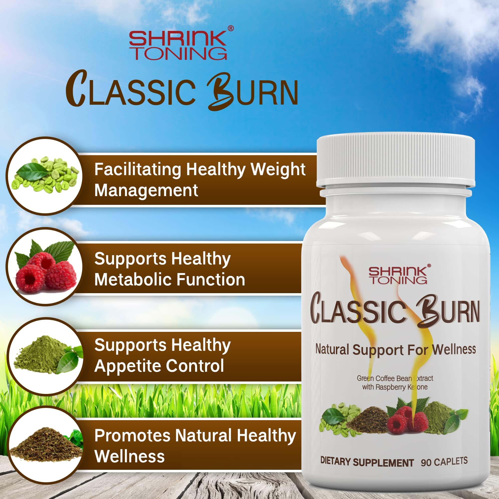 shrink Classic Burn - Pure Green Coffee Bean Extract and Raspberry Ketones with 45% shrink uk supplements