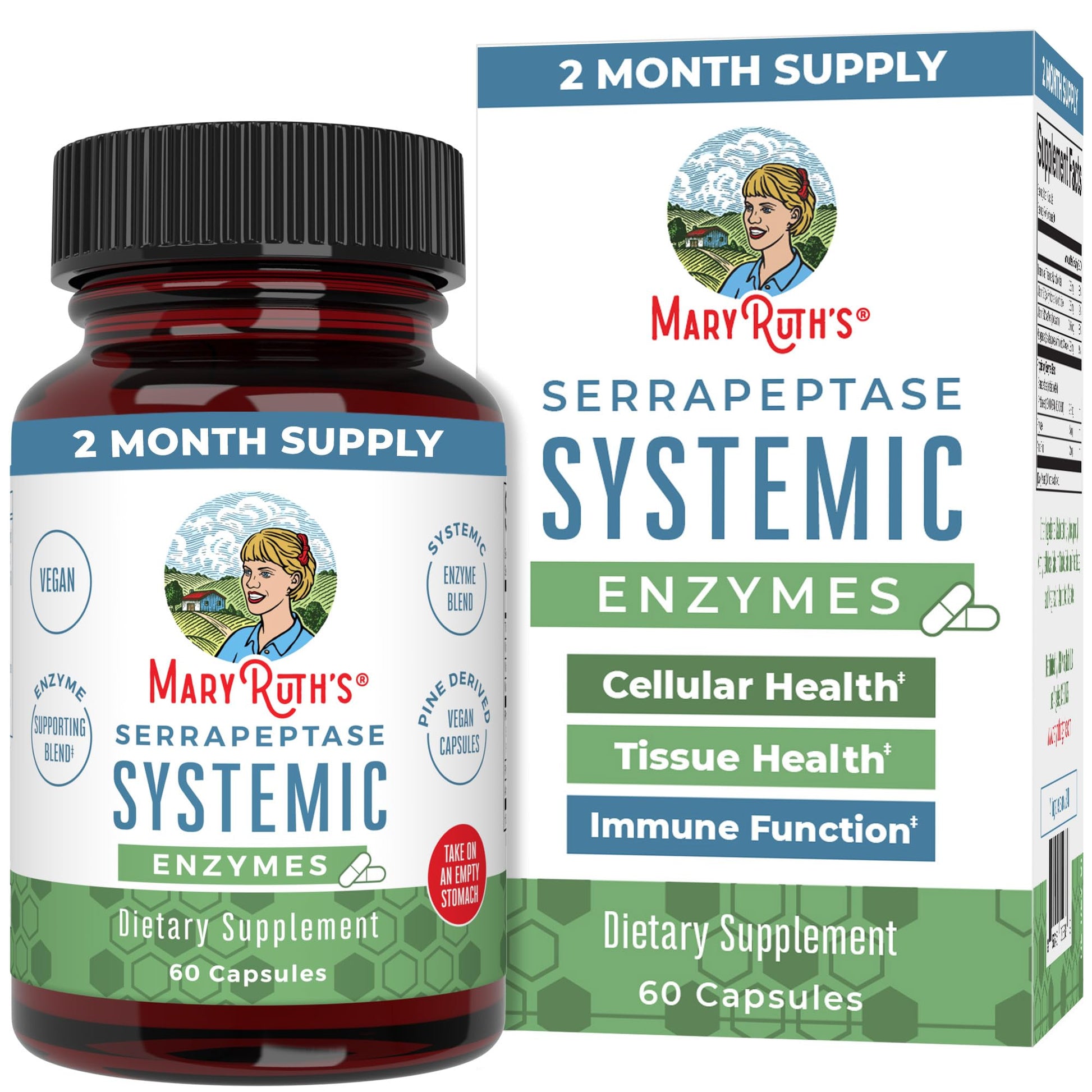 MaryRuth Organics Serrapeptase Enzymes Capsules | Up to 2 Month Supply | Enzyme Supplement for High Potency Sinus Relief Pills| Tissue Health and Cellular Health | Vegan | Gluten Free | 60 Count MARYRUTH'S uk supplements
