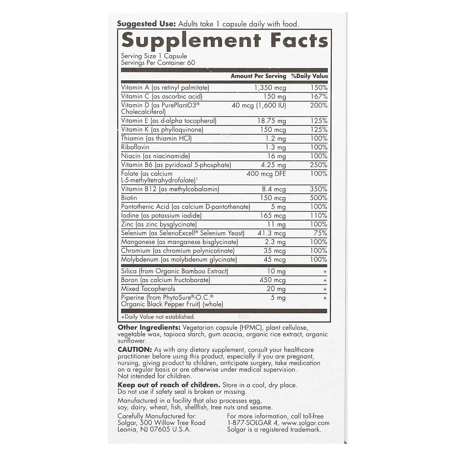 Solgar One Daily Women's Multi 50+ Whole Body Support for Women 50 and Older - Highly Absorbable Heart, Bone & Breast Health Solgar uk supplements