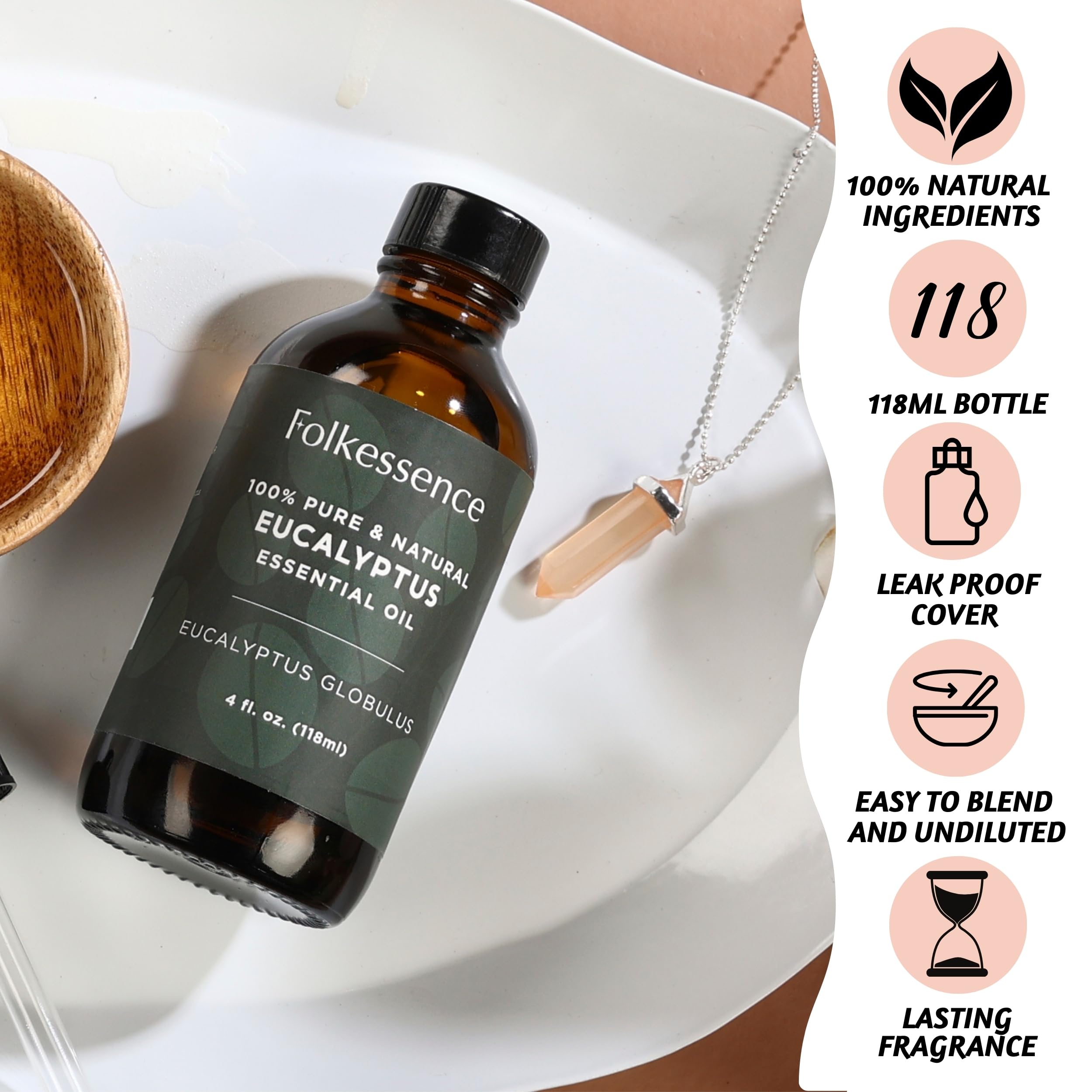 Folkulture Eucalyptus Essential Oil for Diffuser - 4 Fl Oz - 100% Pure, Natural and Undilluted Essential Oil Folkulture uk supplements