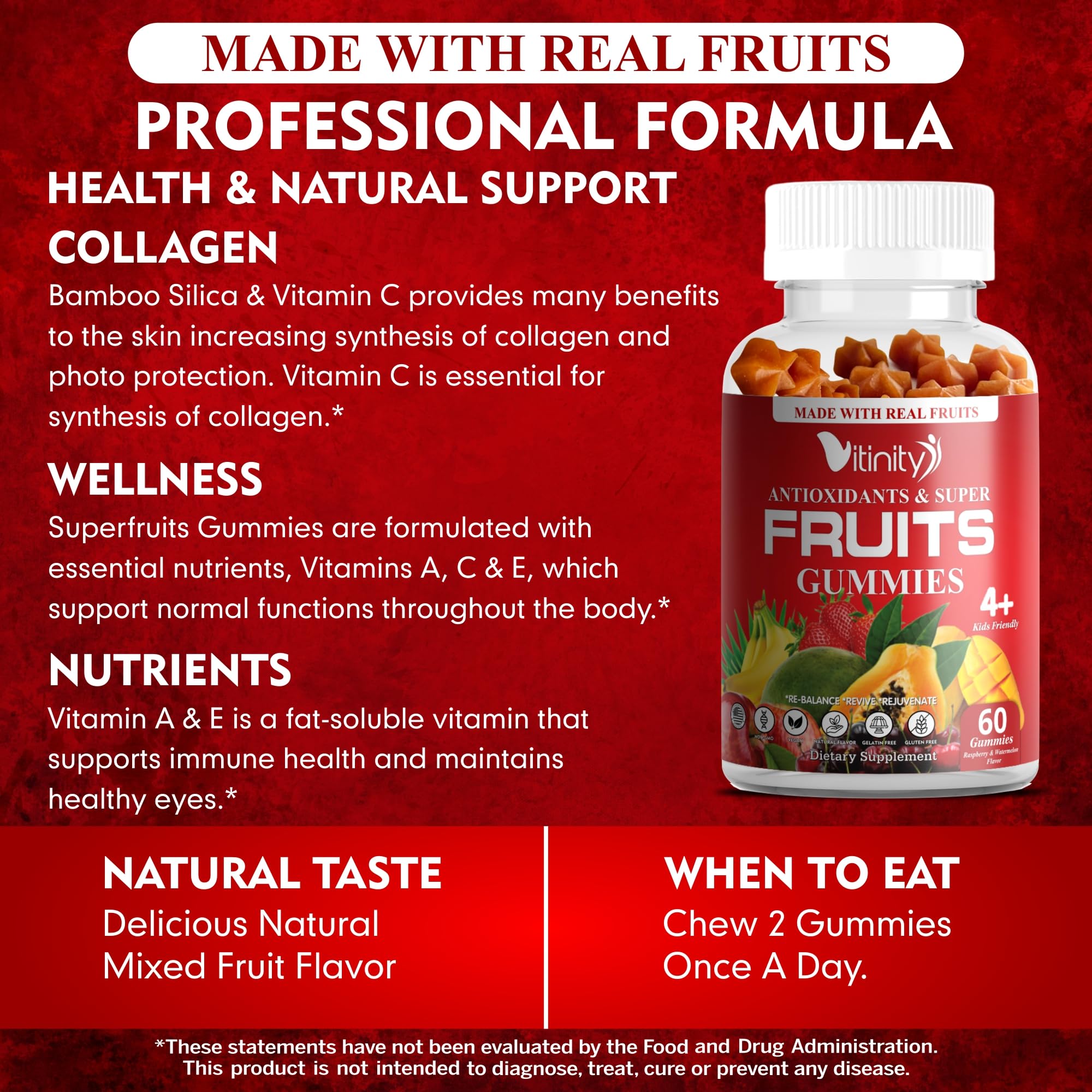 VITINITY Made with Real Super Fruits Delicious Gummy Supplement,Men,Women & Kids VITINITY uk supplements