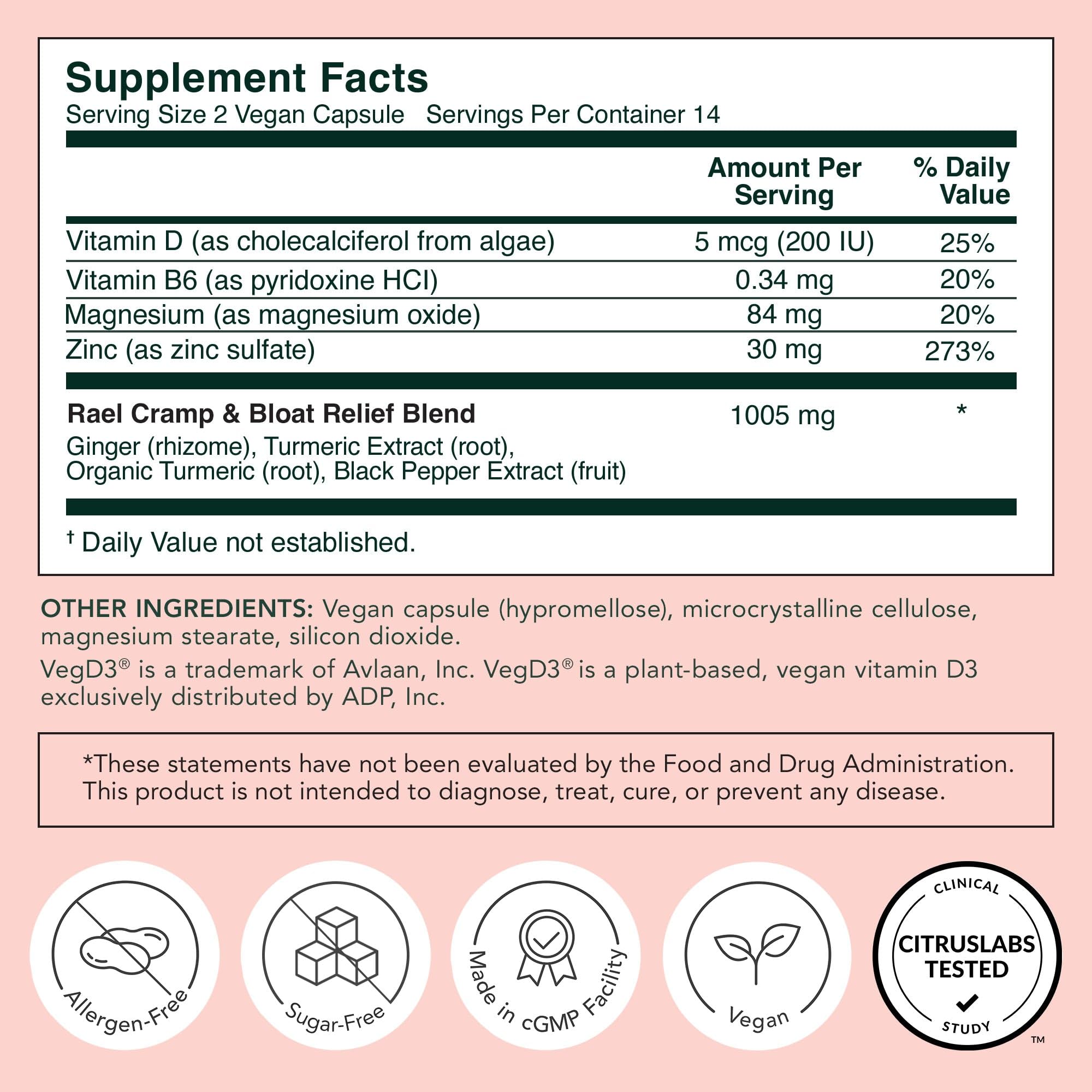 Rael PMS Supplement, Hormone Balance for Women, Relief from Menstrual Cramps with Turmeric, Ginger, Magnesium (28 Capsules) Rael uk supplements