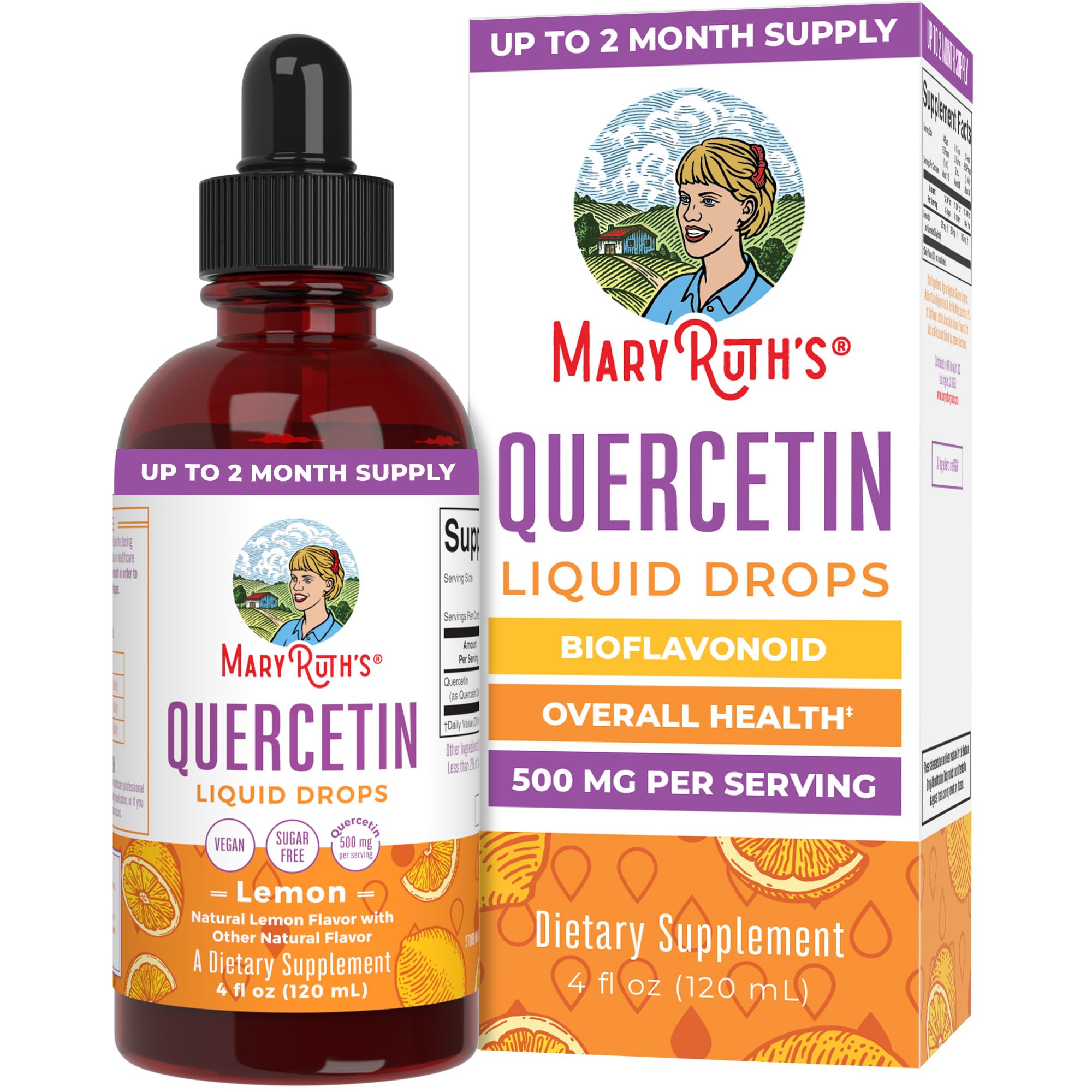 MaryRuth Organics Quercetin Liquid Drops | Sugar Free | 500mg for Adults 18 & Over | Cardiovascular Health for Adults | Bioflavonoid | Vegan | Non-GMO | Gluten Free | 4 Fl Oz MARYRUTH'S uk supplements