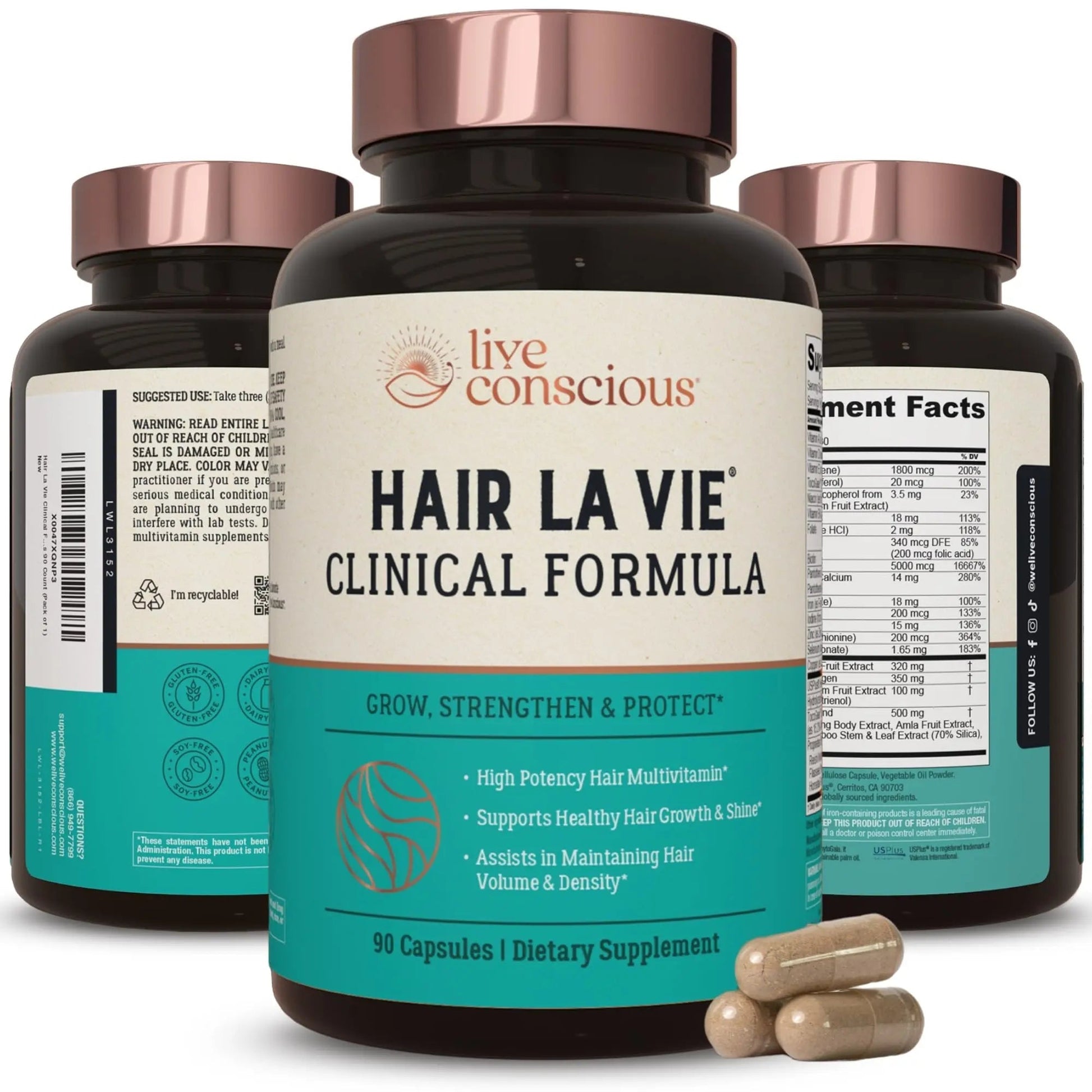 Hair La Vie Live Conscious Clinical Formula Hair Growth Vitamins for Women and Men w/Biotin, Collagen & Saw Palmetto (Pack of 1) Hair La Vie uk supplements