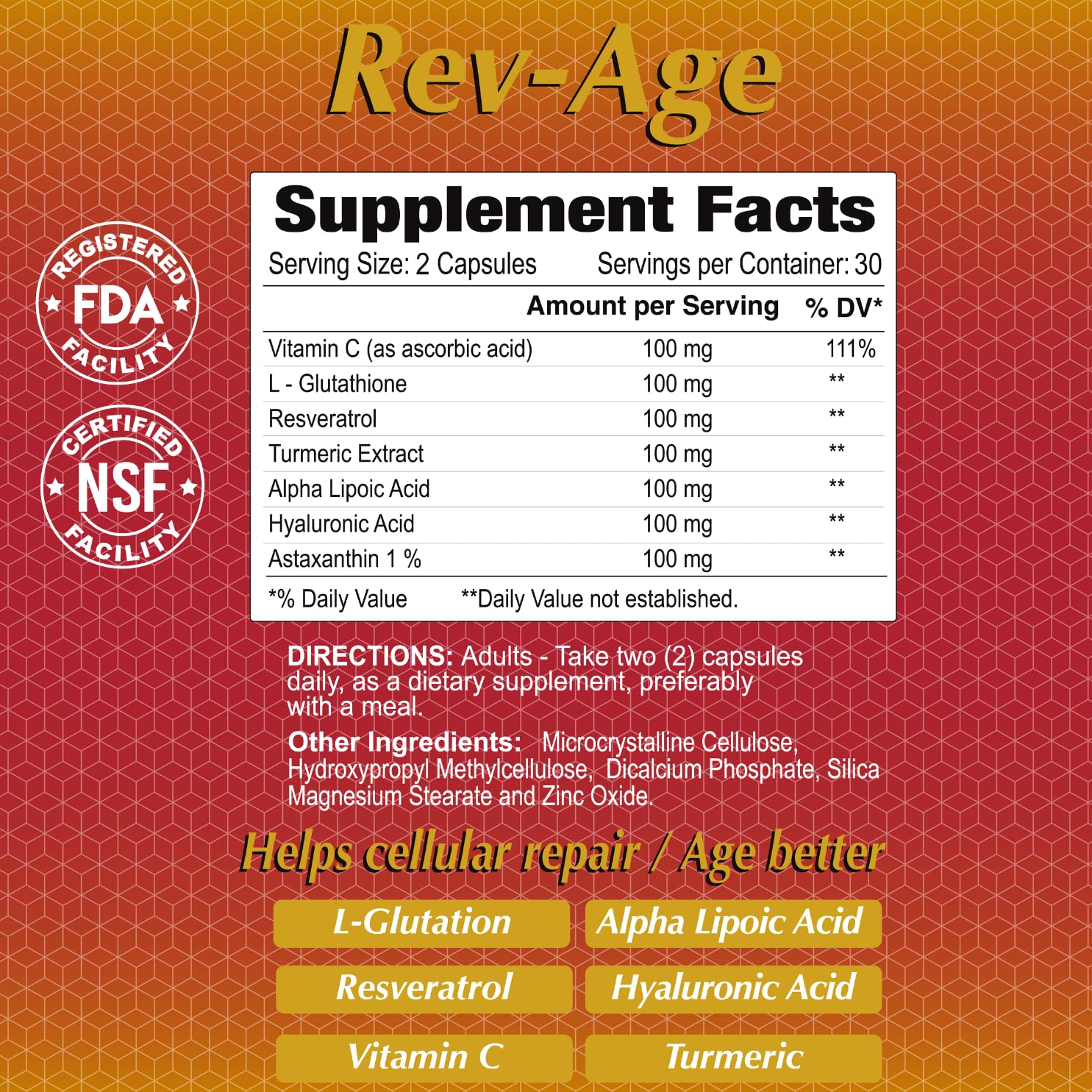 ALFA VITAMINS Rev-Age Cellular Repair Supplement for Anti-Aging & Immune System Support - 60 Capsules ALFA VITAMINS uk supplements