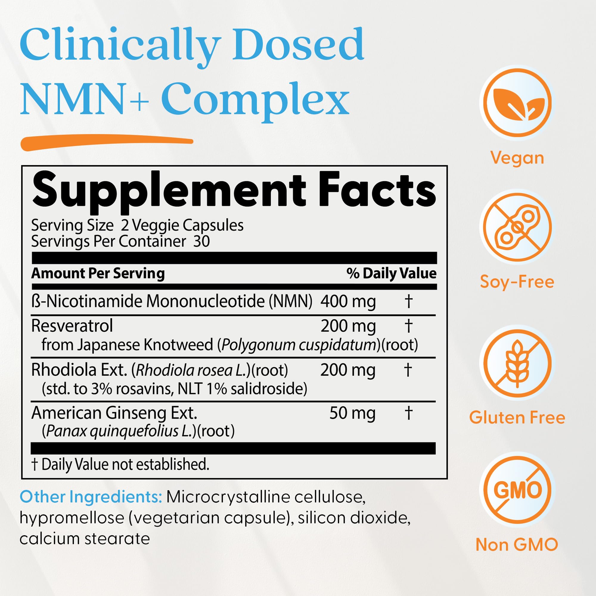 Doctor's Best NMN+ Complex Supplement Capsules for Women & Men - Supports NAD+ Production, Resveratrol 100mg & Beta Nicotinamide Mononucleotide 200mg per Capsule, Cellular Energy Support - 60 Veg Caps Doctor's BEST uk supplements