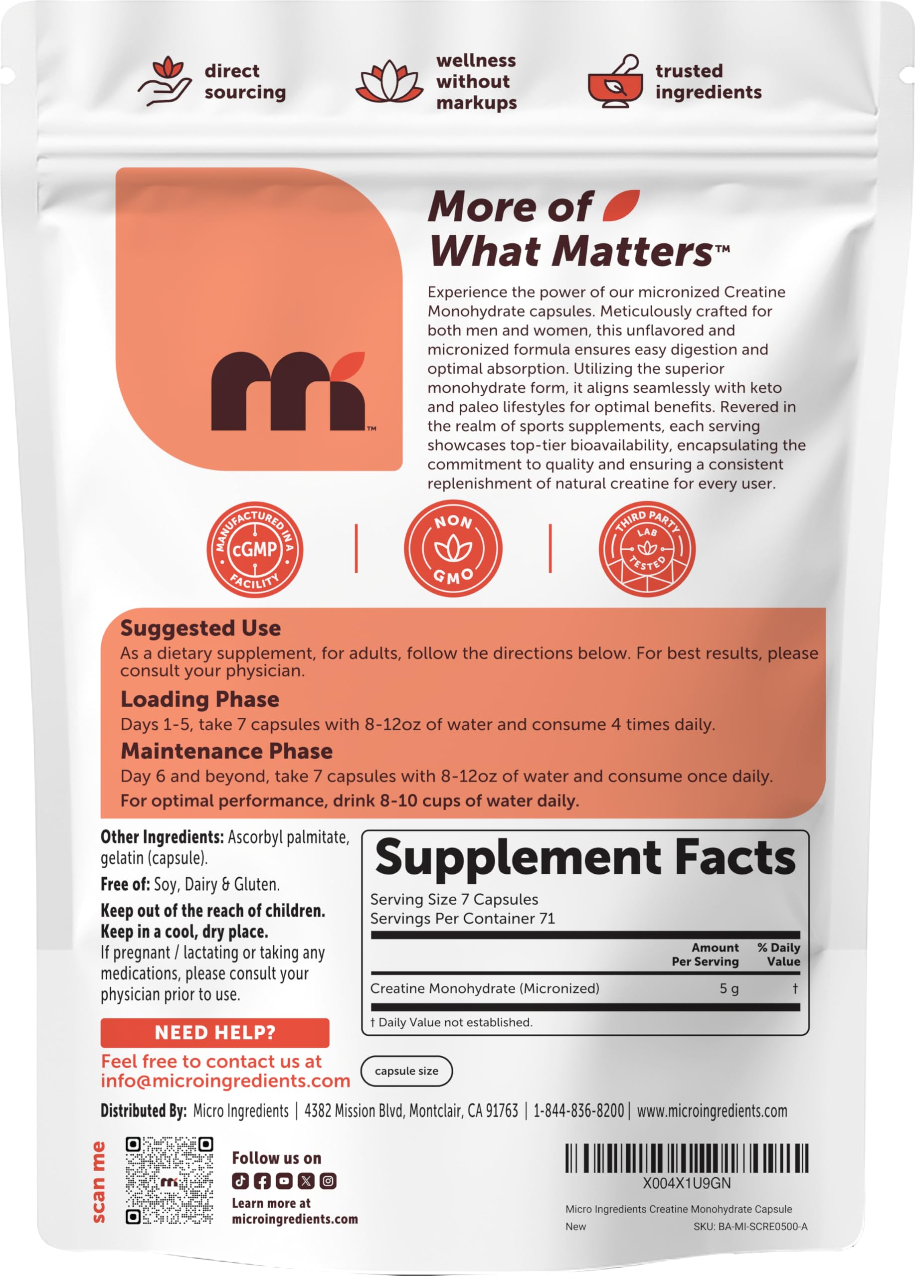 Creatine Monohydrate 5,000mg, 500 Capsules | Pure Creatine Pills – Micronized + Unflavored Powder Source, Easy Absorption | Keto, Non-GMO Micro Ingredients uk supplements