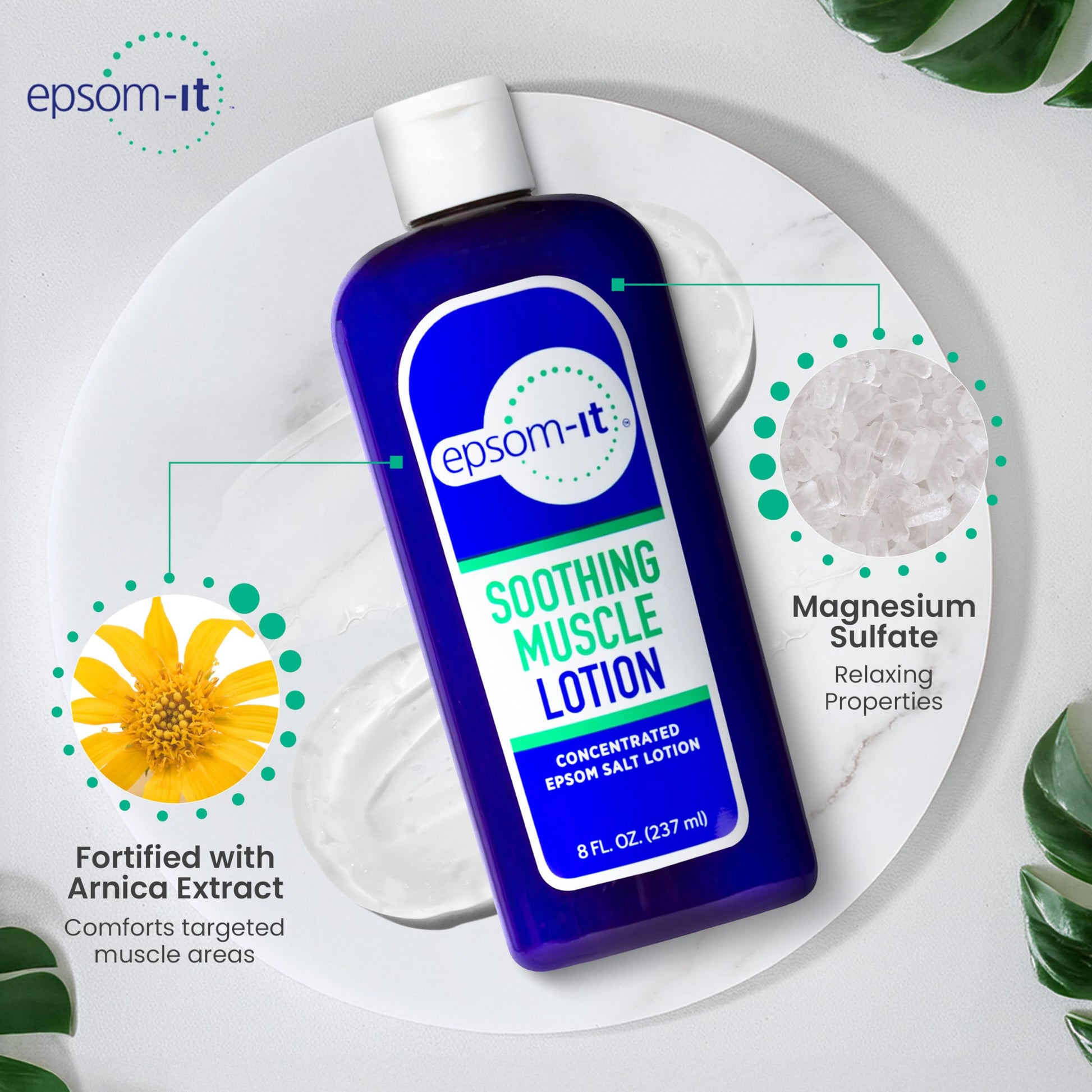 Epsom-It Soothing Muscle Magnesium Lotion – Epsom Salt Topical Cream with Arnica and Magnesium Sulfate - Designed for Muscle Stiffness, Leg Cramps, Feet, Knees and Achy Feet - 8.0 oz EPSOM-IT uk supplements