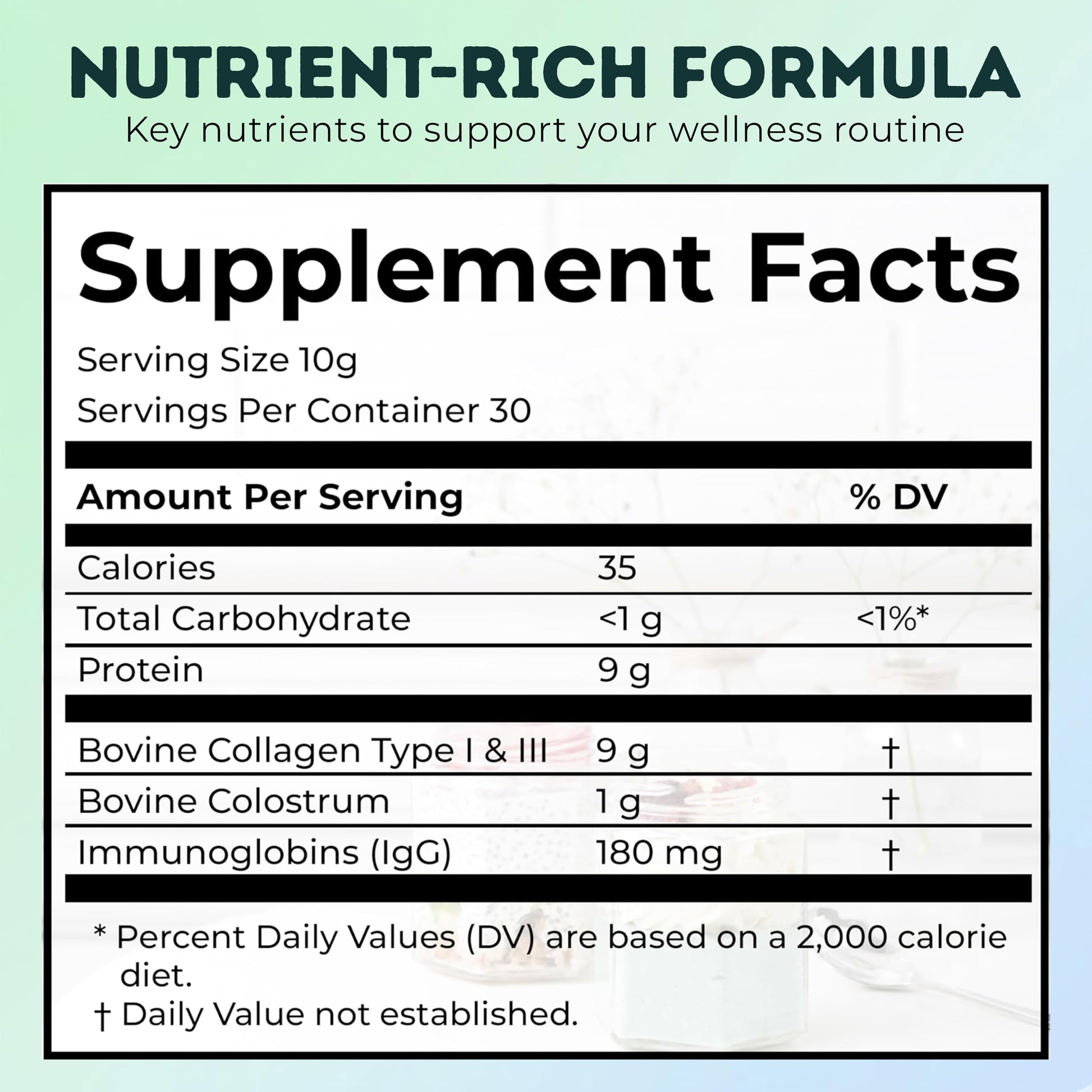 Bovine Colostrum and Hydrolyzed Collagen Peptides Powder Supplement for Women & Men - Supports Gut Health, Joint & Bone Health, Hair Skin Nails - Grass-Fed, Non-GMO, Gluten Free, 300g (30 Servings) OVIDA uk supplements