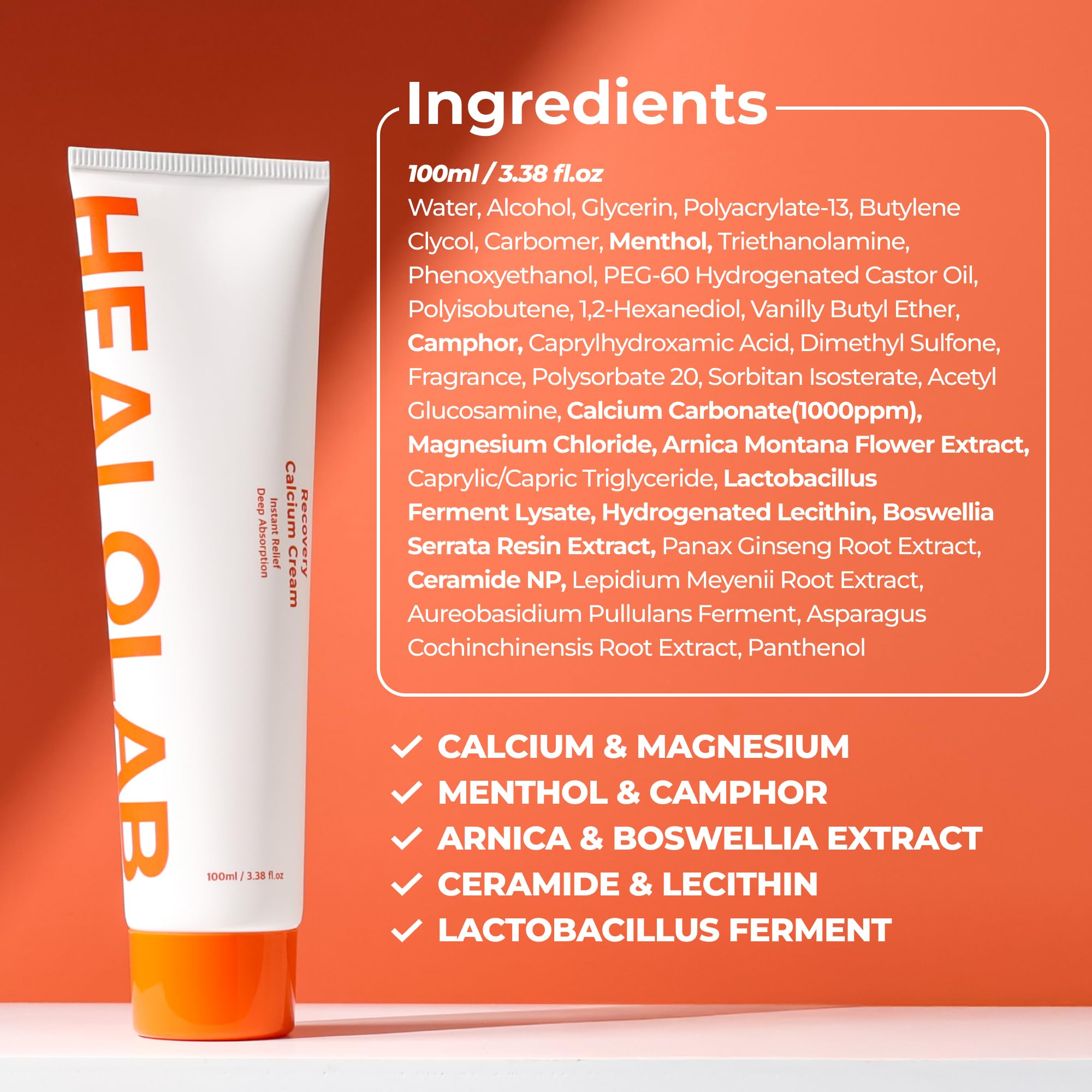 HEALOBEAM Relaxing Calcium Cream Fast Muscle & Joint Relief for Shoulder, Elbow, and Back – MSM, Magnesium Complex – Warm Sensation HEALOBEAM uk supplements