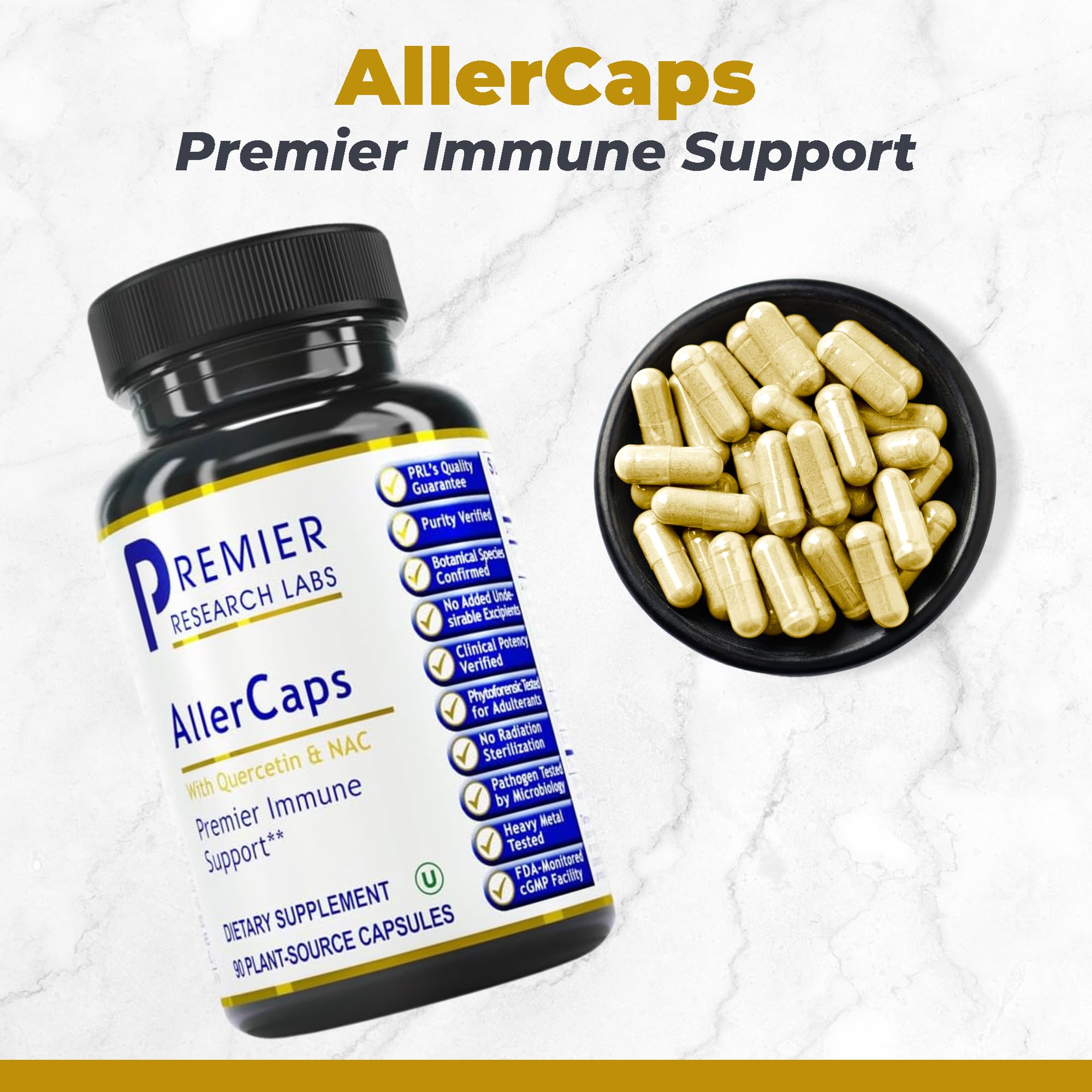Premier Research Labs AllerCaps - A Lung Health Supplement with NAC/N-Acetyl Cysteine, Featuring Bromelain, Reishi Mushroom & Quertecin, Immune Support Formula - 60 Vegetarian Capsules Premier Research Labs uk supplements