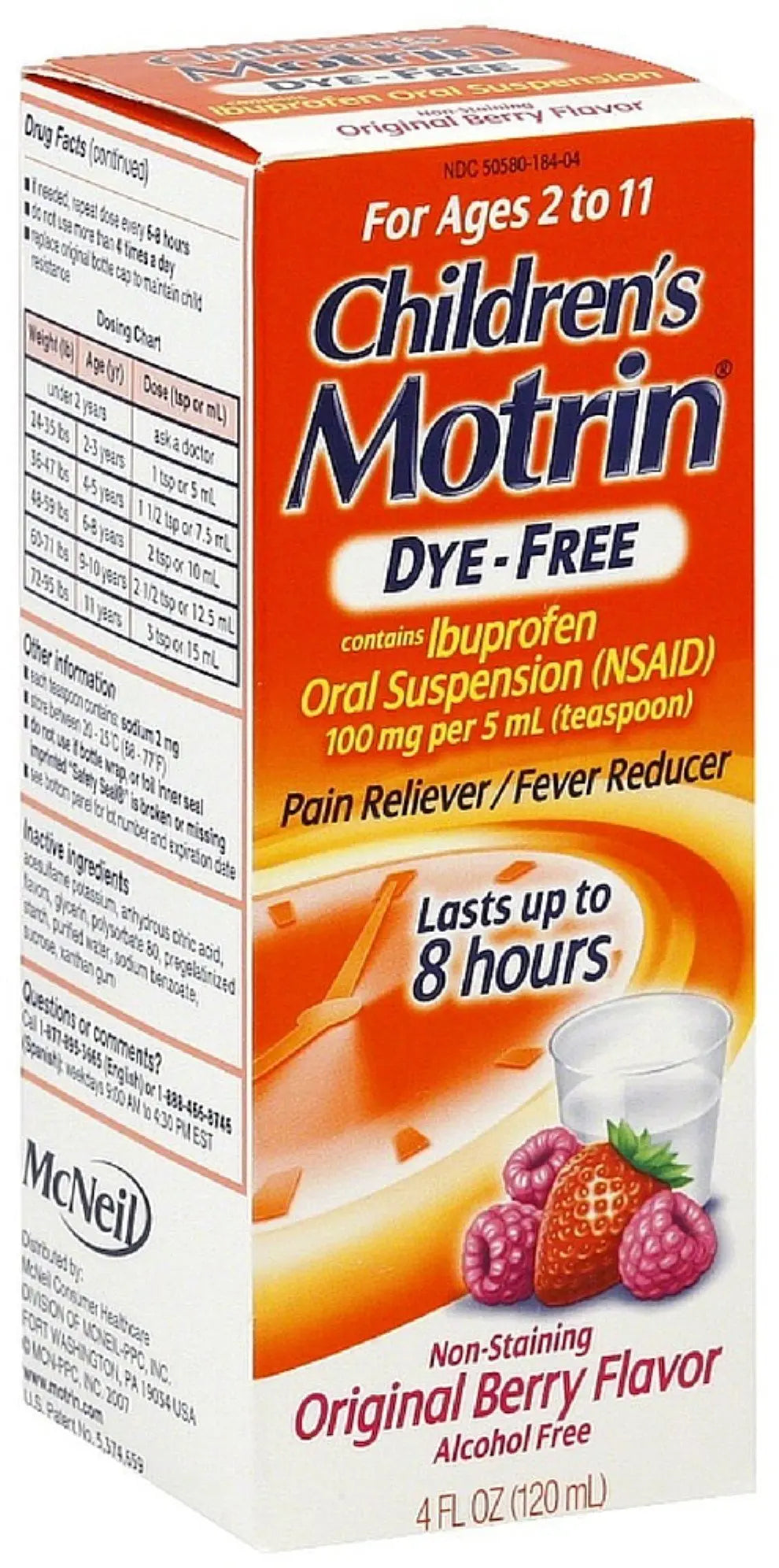 Motrin Children's Dye-Free Pain Reliever/Fever Reducer, Original Berry Flavor 4 Oz (3 Pack) Xllent uk supplements