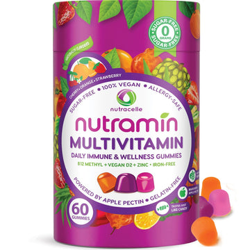 NUTRAMIN Daily Vegan Keto Multivitamin Gummies Non-GMO Natural Vitamin C D + Zinc for Immunity, Plant-Based, Sugar-Free, Nut-Free Nutracelle uk supplements
