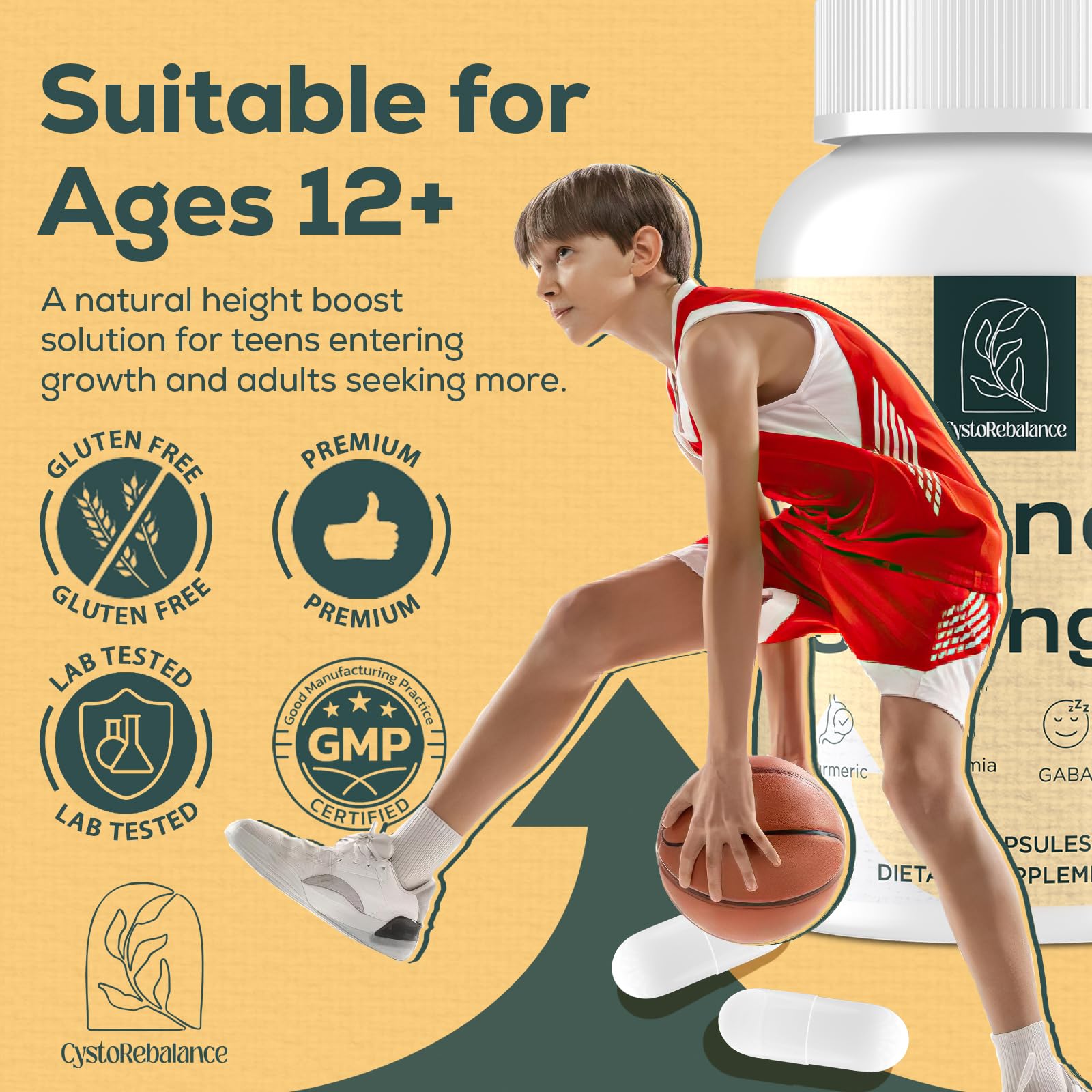 CystoRebalance 25-in 1 Bone Strength Supplement - for Natural Growth, Digestion and Stress - High Absorption - Calcium, Magnesium, Zinc, Ashwaganda and Multivitamins for Age 12+ | 60 Caps CystoRebalance uk supplements
