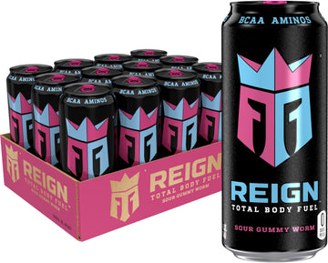 Reign Total Body Fuel, Sour Gummy Worm, Fitness & Performance Drink, 16 Fl Oz (Pack of 12) REIGN uk supplements