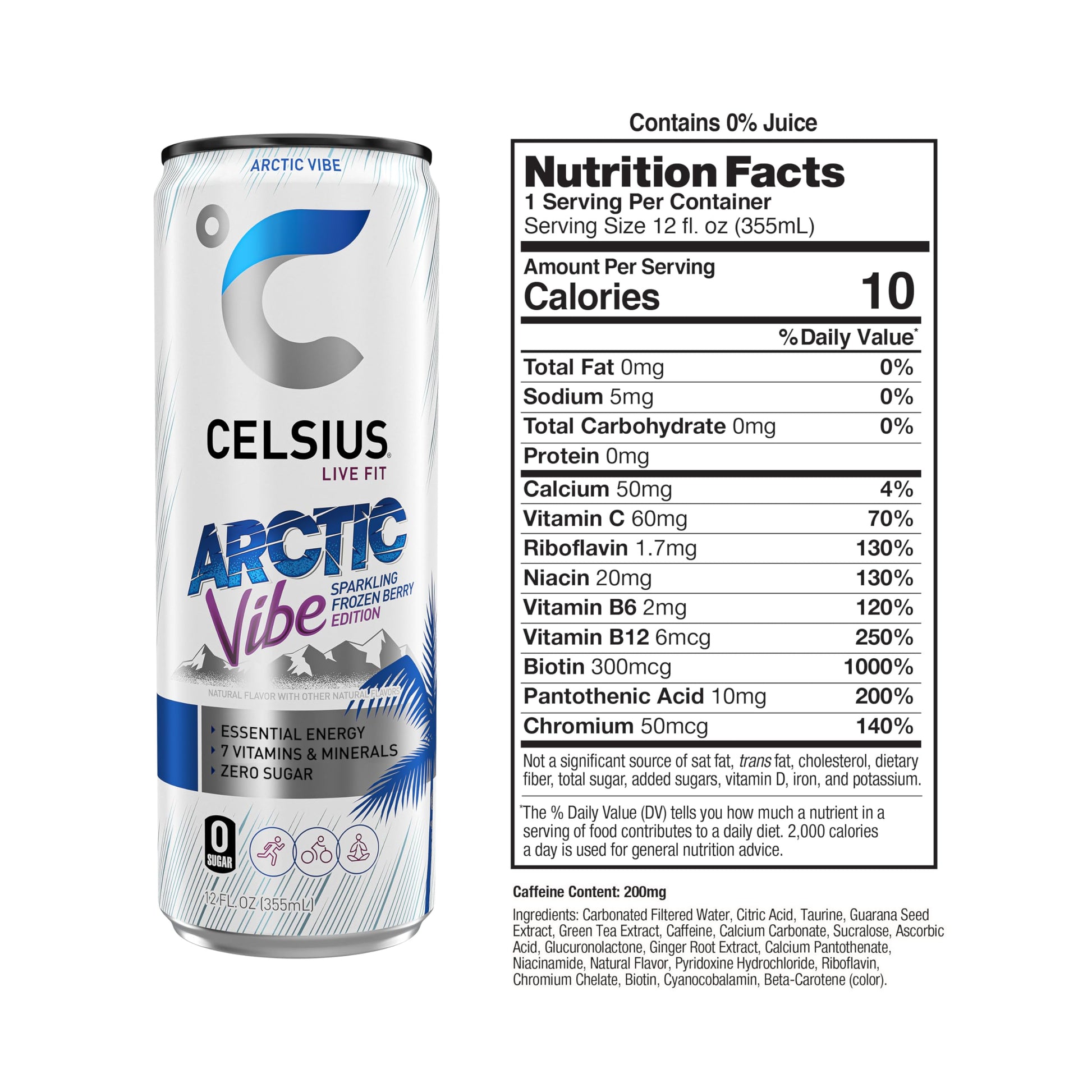 CELSIUS Arctic Vibe Sparkling Frozen Berry, Functional Essential Energy Drink, 12 Fl Oz CELSIUS uk supplements