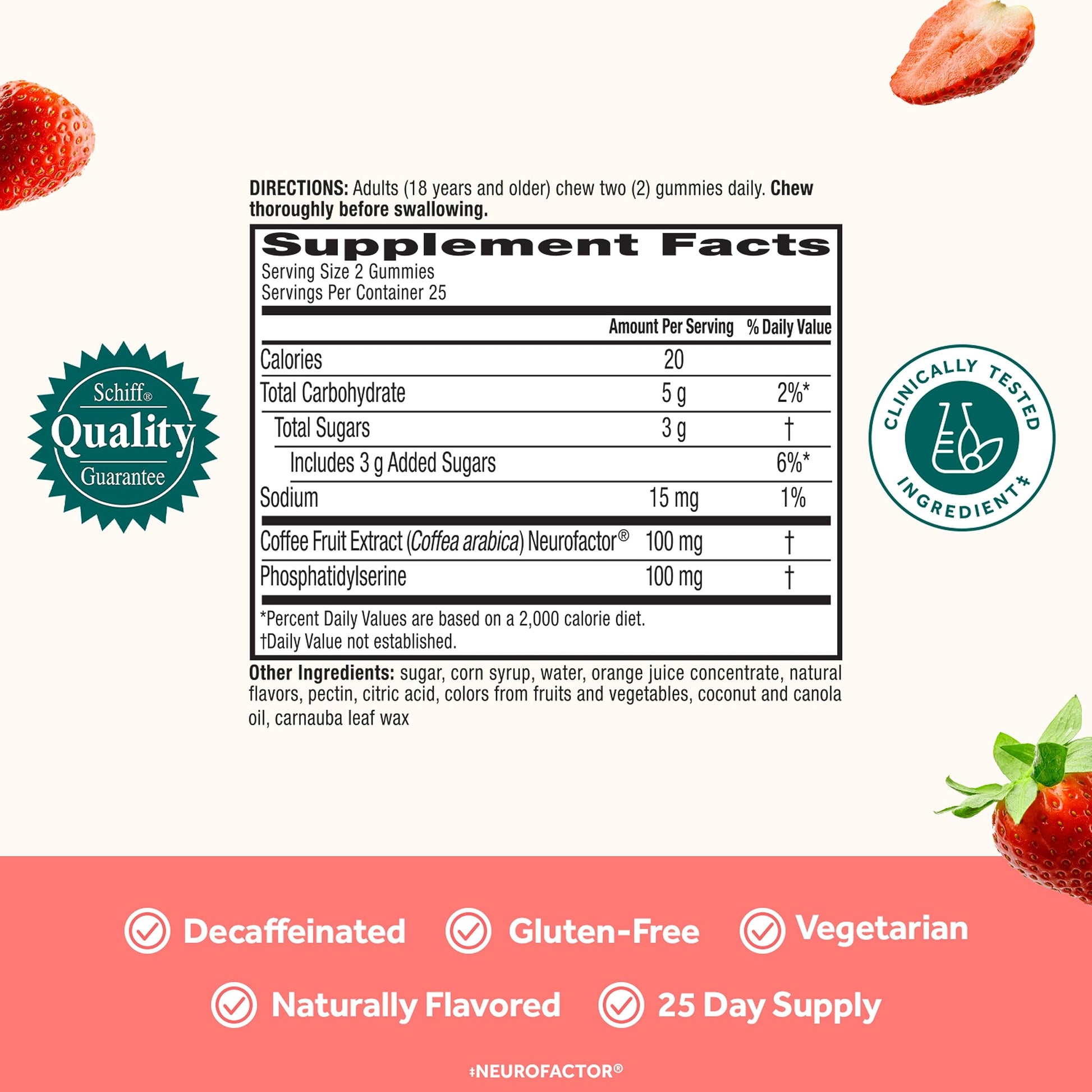 NEURIVA Original Brain Supplement for Memory, Focus & Concentration + Learning & Accuracy with Clinically Tested Nootropics Phosphatidylserine and Neurofactor, Strawberry Flavor, 50 Gummies NEURIVA uk supplements