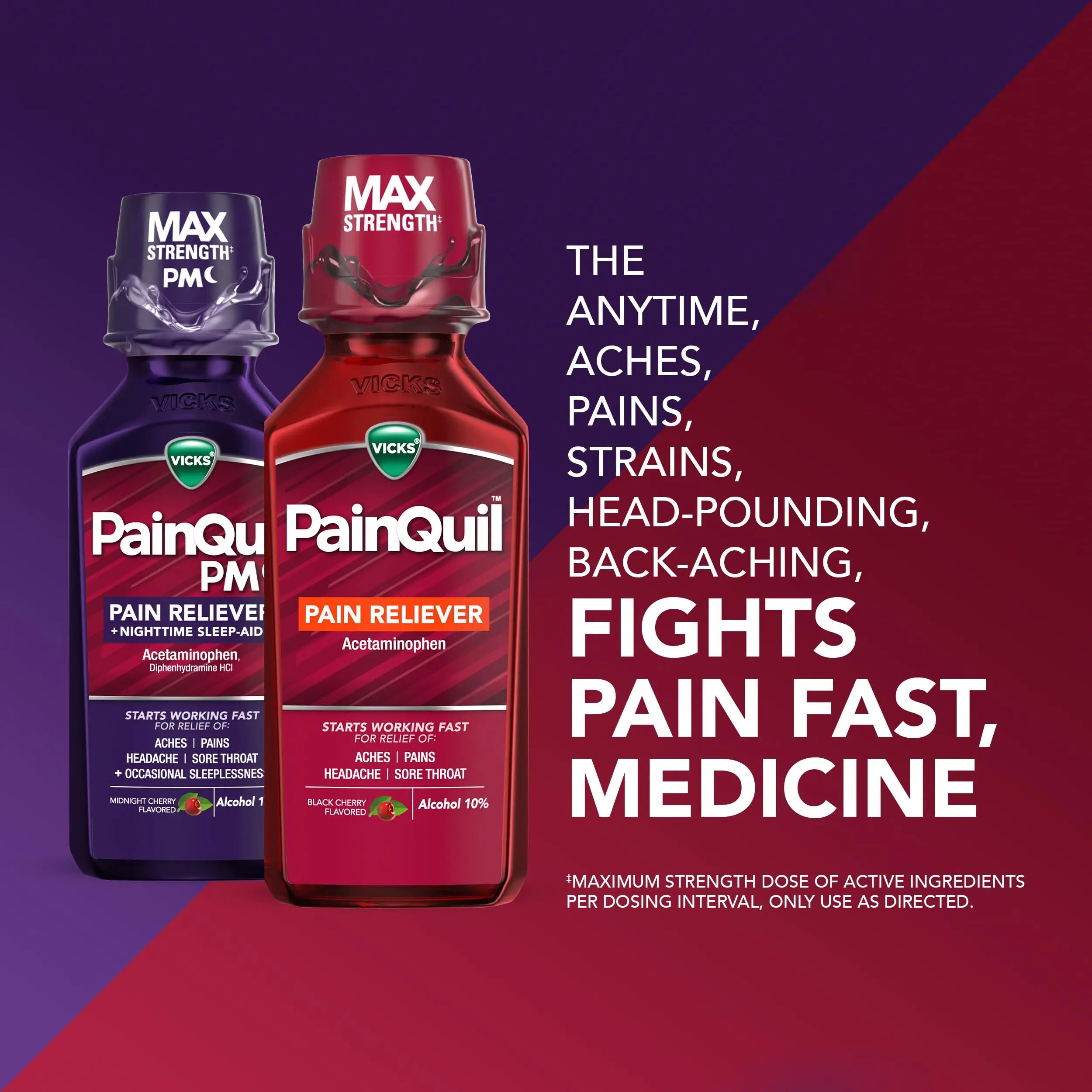 Vicks PainQuil & PainQuil PM Pain Relief Liquid, 1000mg Acetaminophen, 2x12 oz Vicks uk supplements