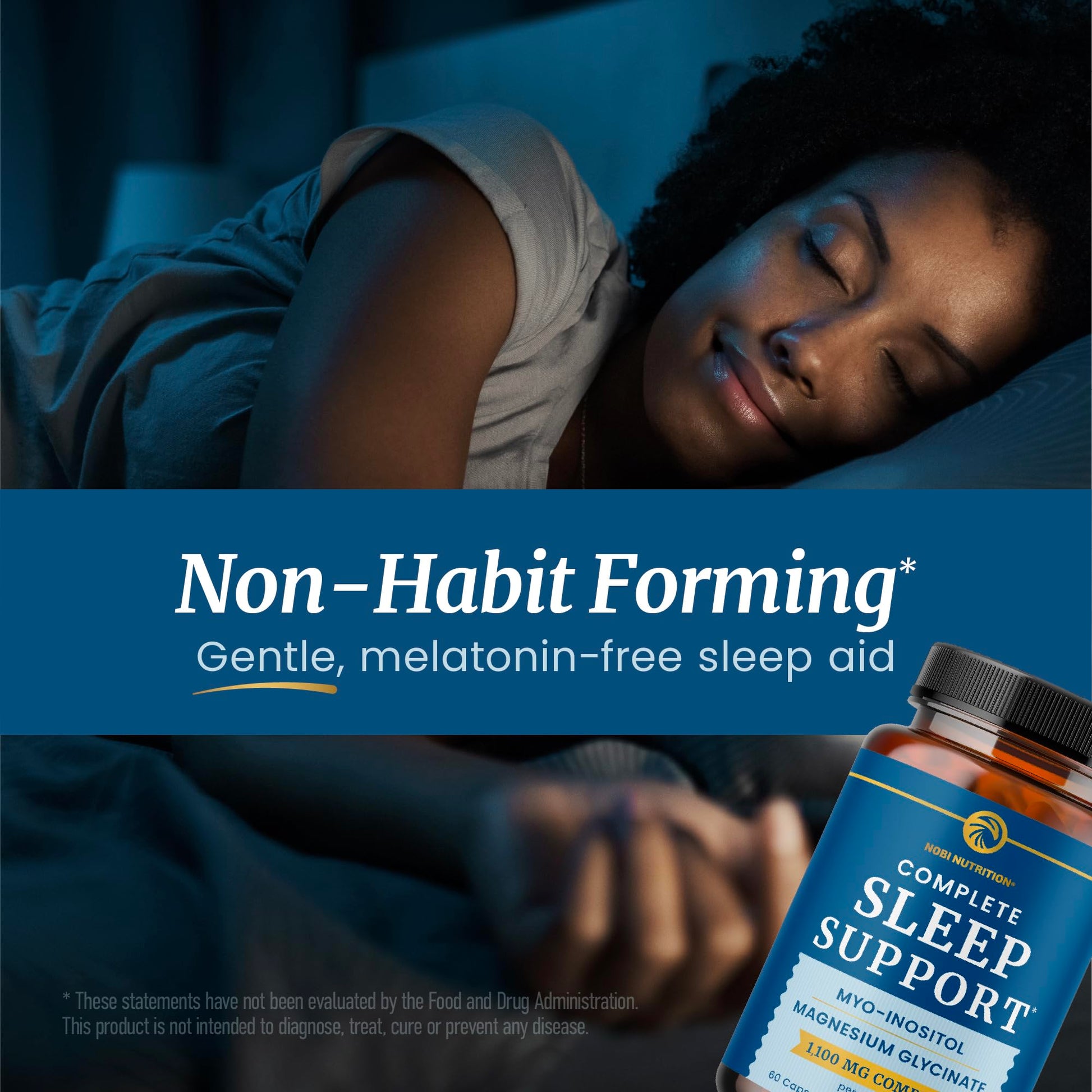 Complete Sleep Support | Myo Inositol + Magnesium Glycinate | Restful Sleep & Relaxation Support | 1100MG Complex | Melatonin-Free, Non-GMO | Inositol Supplement with Magnesium-Glycinate | 60 Ct Nobi Nutrition uk supplements