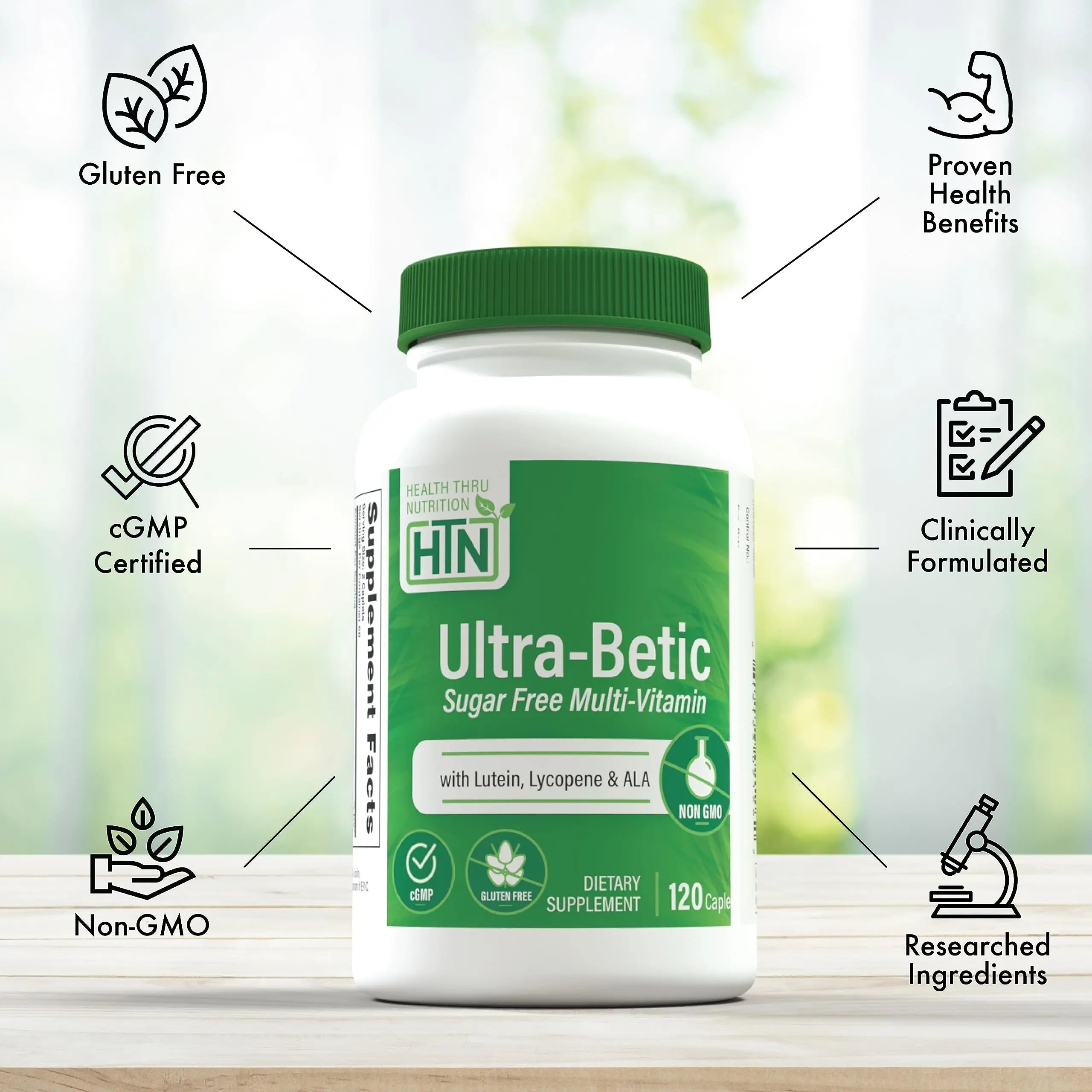 Health Thru Nutrition Ultra-Betic Multivitamin 120 Count | Supports Nerve, Vision, Energy | with ALA, Lycopene | Health Thru Nutrition uk supplements